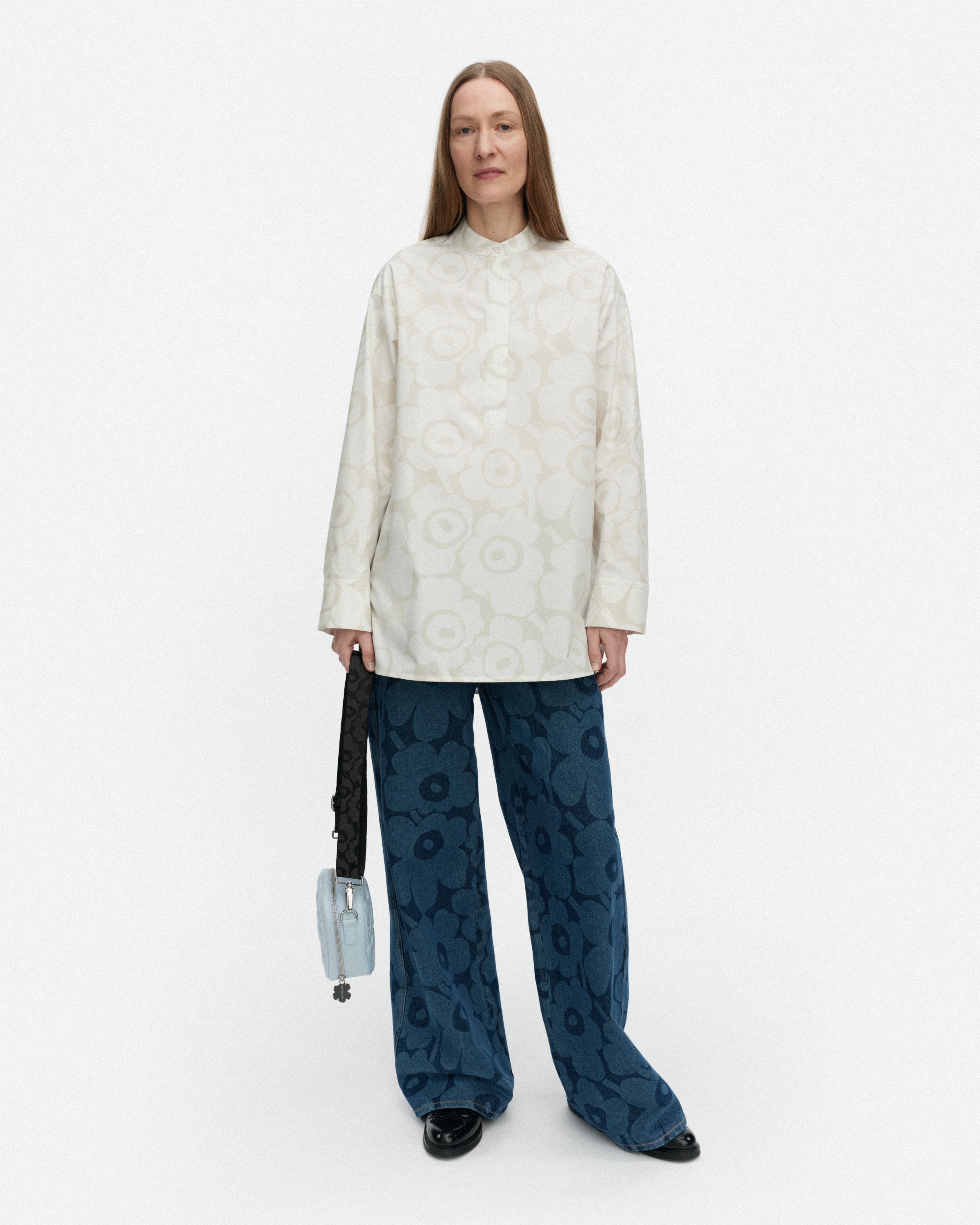 Kooste Unikko, Cotton shirt, off-white, light grey,