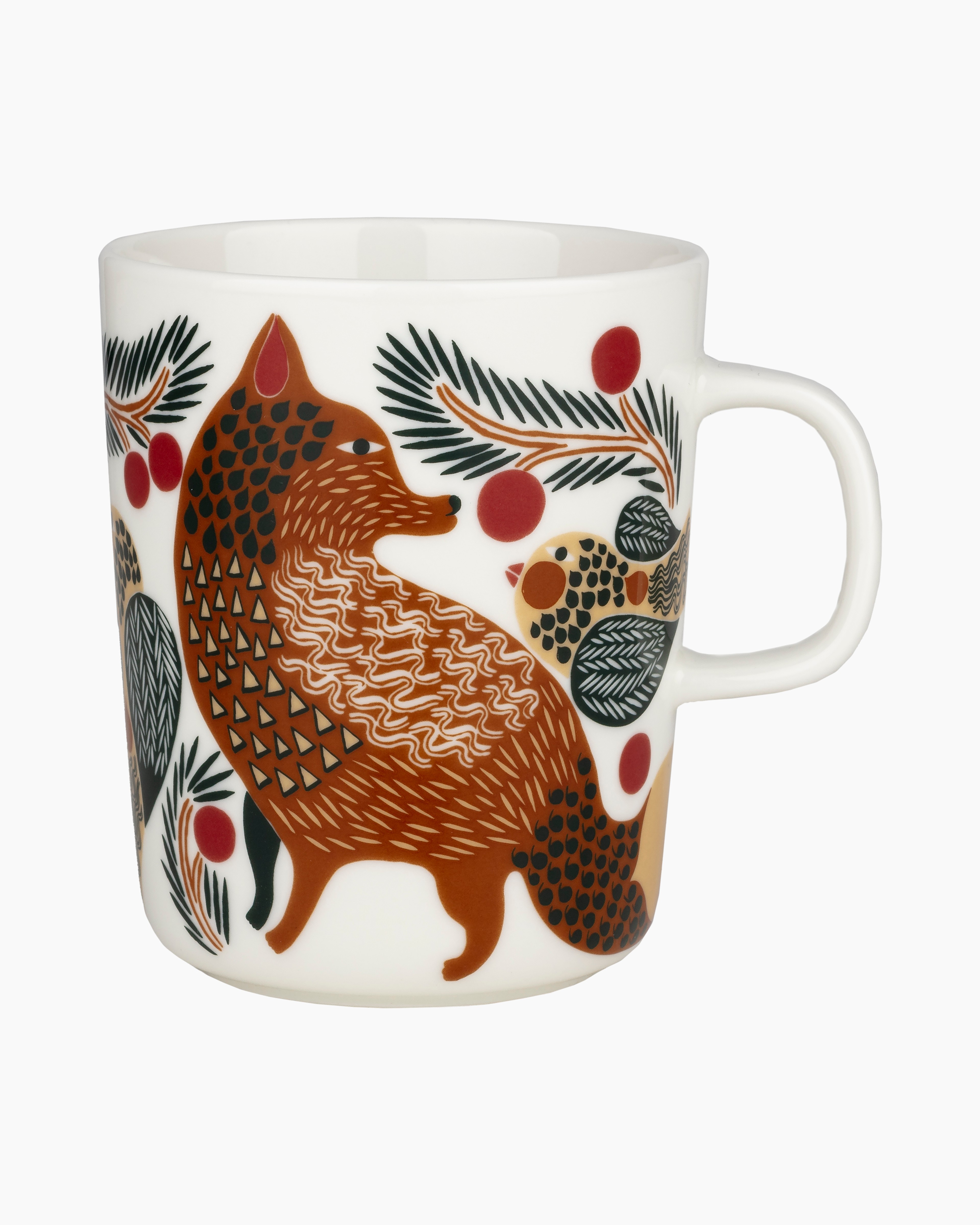 Oiva / Ketunmarja, Muki 2,5 dl, valkoinen, puna-ruskea, t.vihr,