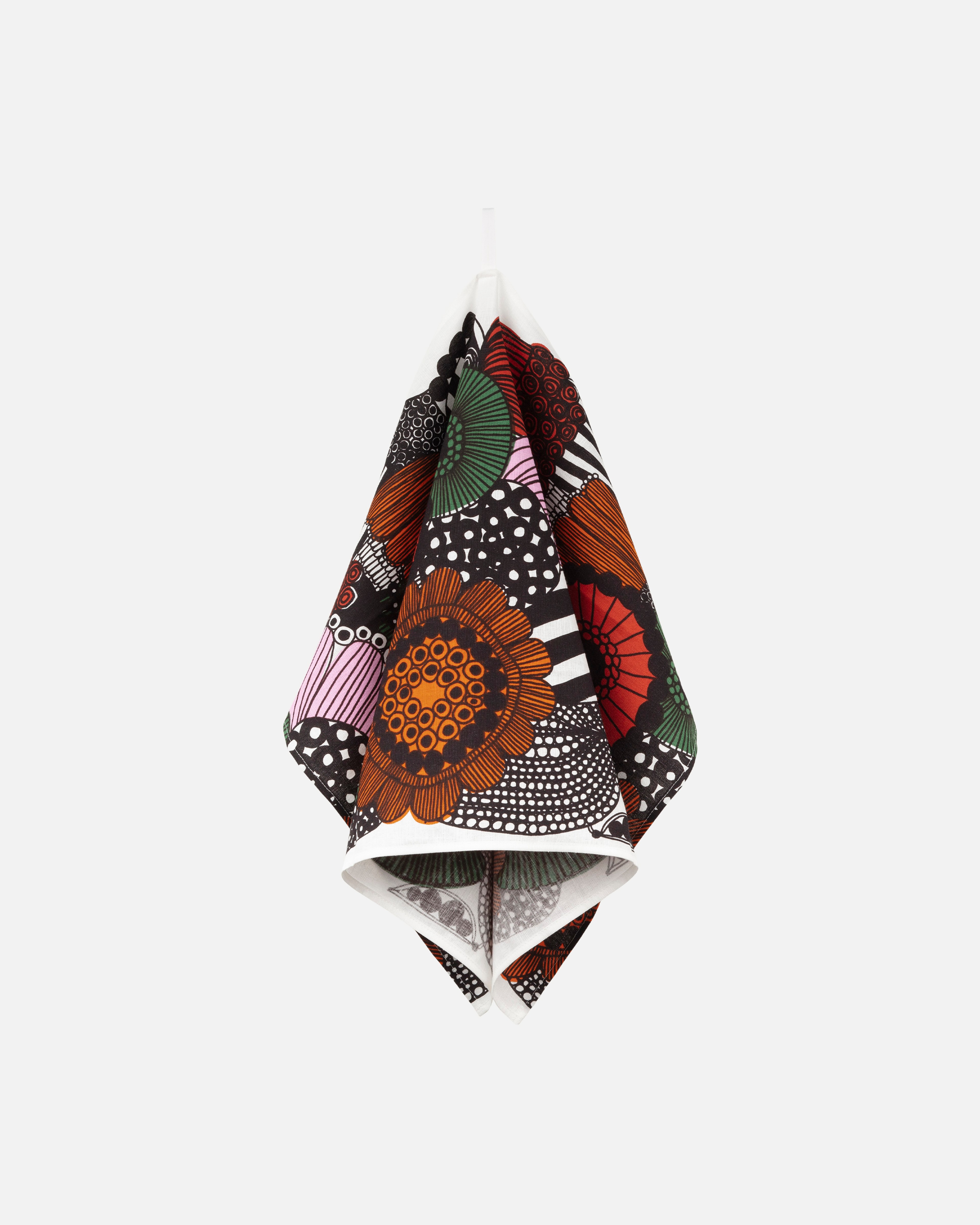 Siirtolapuutarha, Tea towel, white, orange, green,