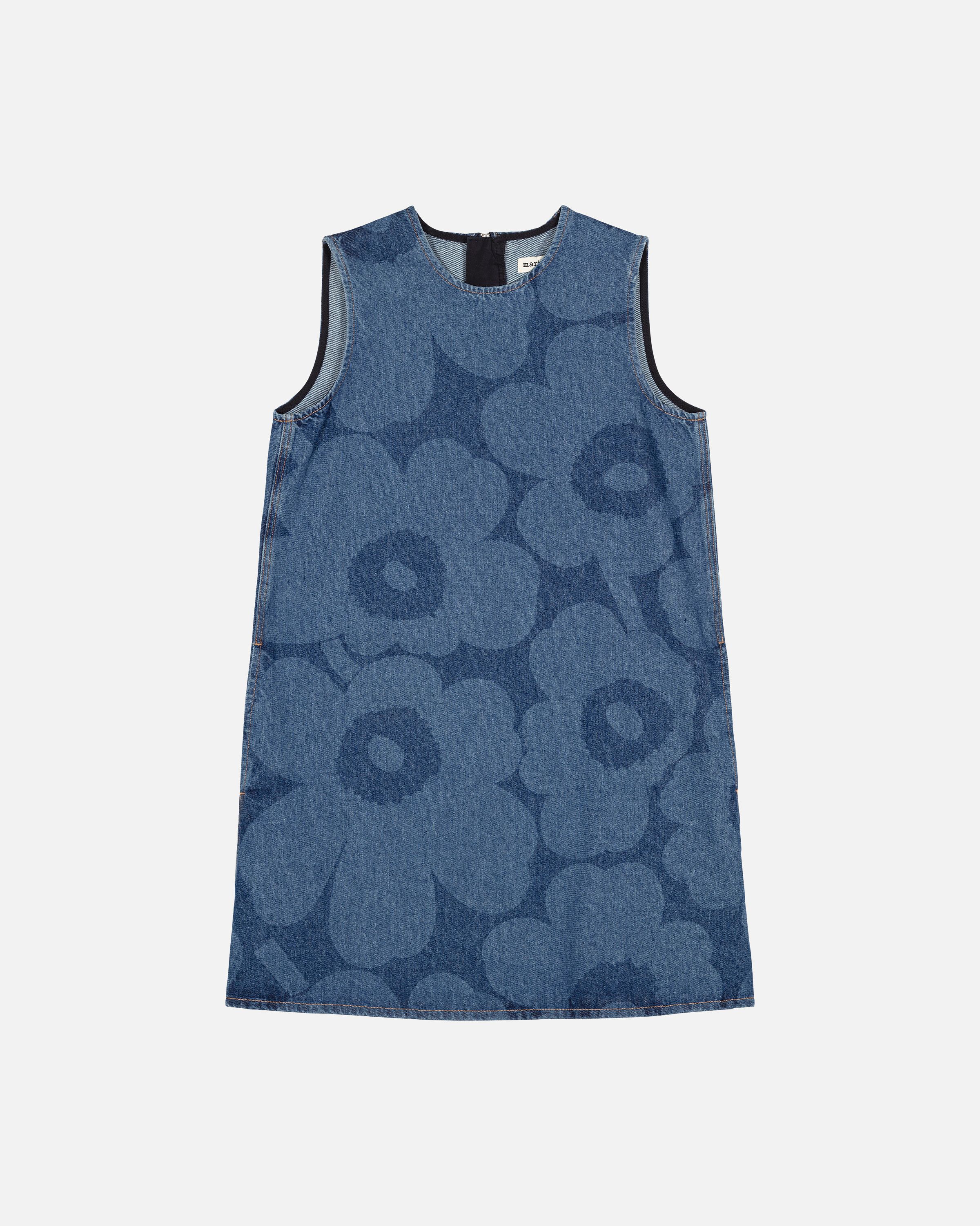 ◆Marimekko NEW◆Patch-applique デニム ミニドレス/Cobalt◆ 422c8e893b70a2b577899dcaa08593