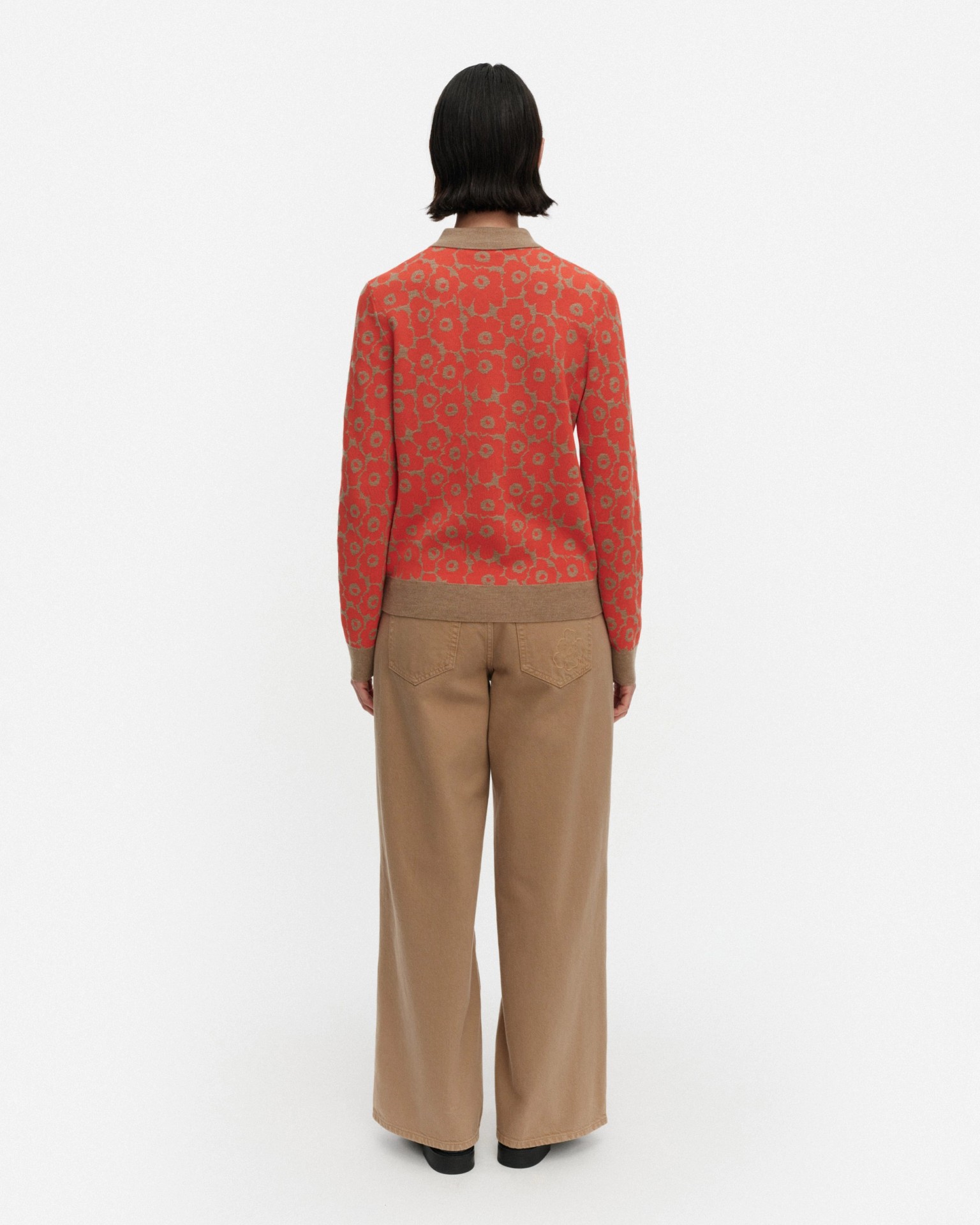 Sportti Unikko, Knitted pullover, dark orange, beige,