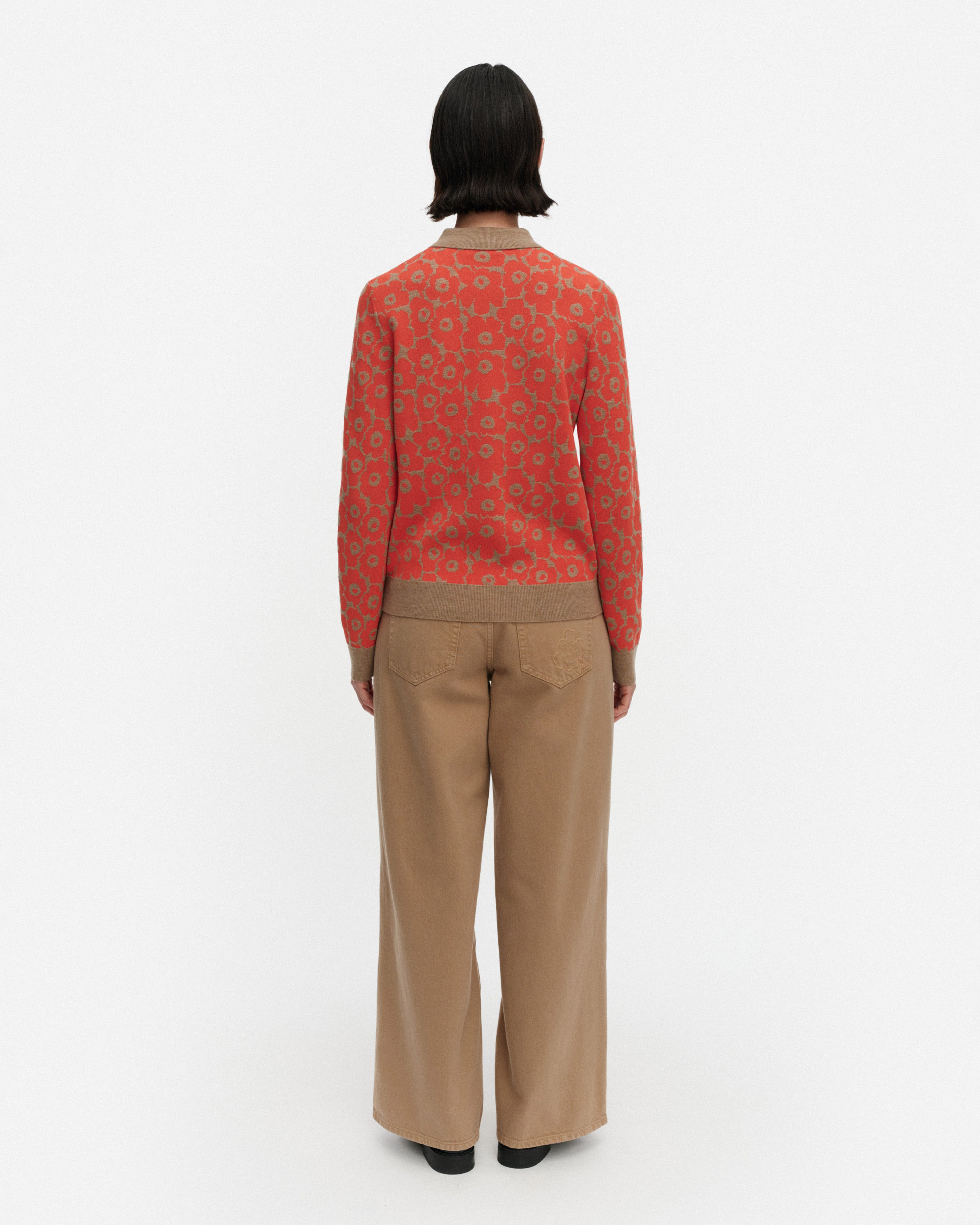 Sportti Unikko, Neulepusero, tumma oranssi, beige,