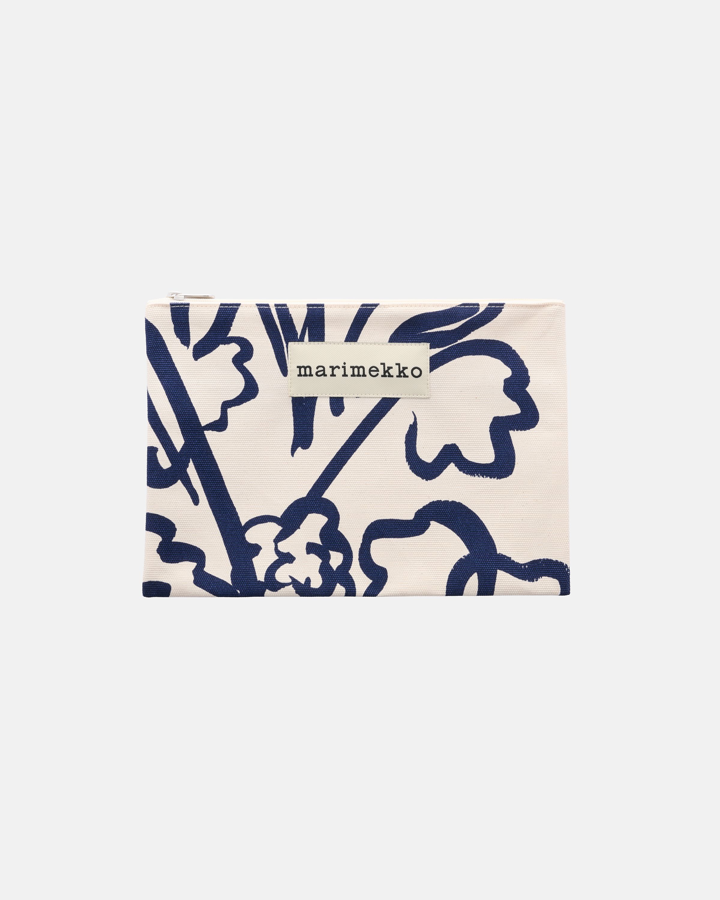 Ensikukat Hulivili Cosmetic bag off white, dark blue | Marimekko