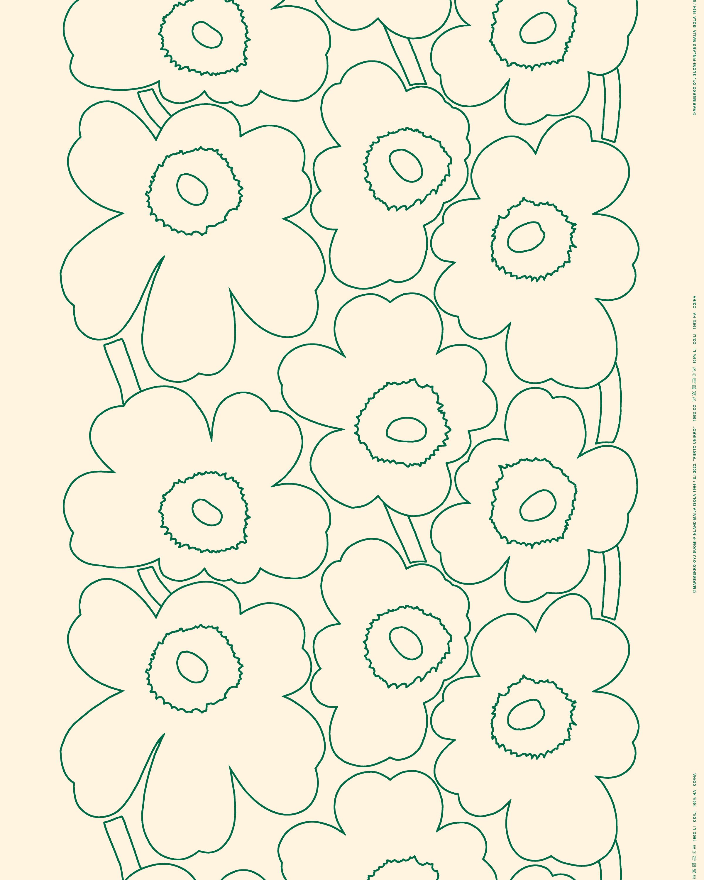Piirto Unikko Linen fabric | Marimekko