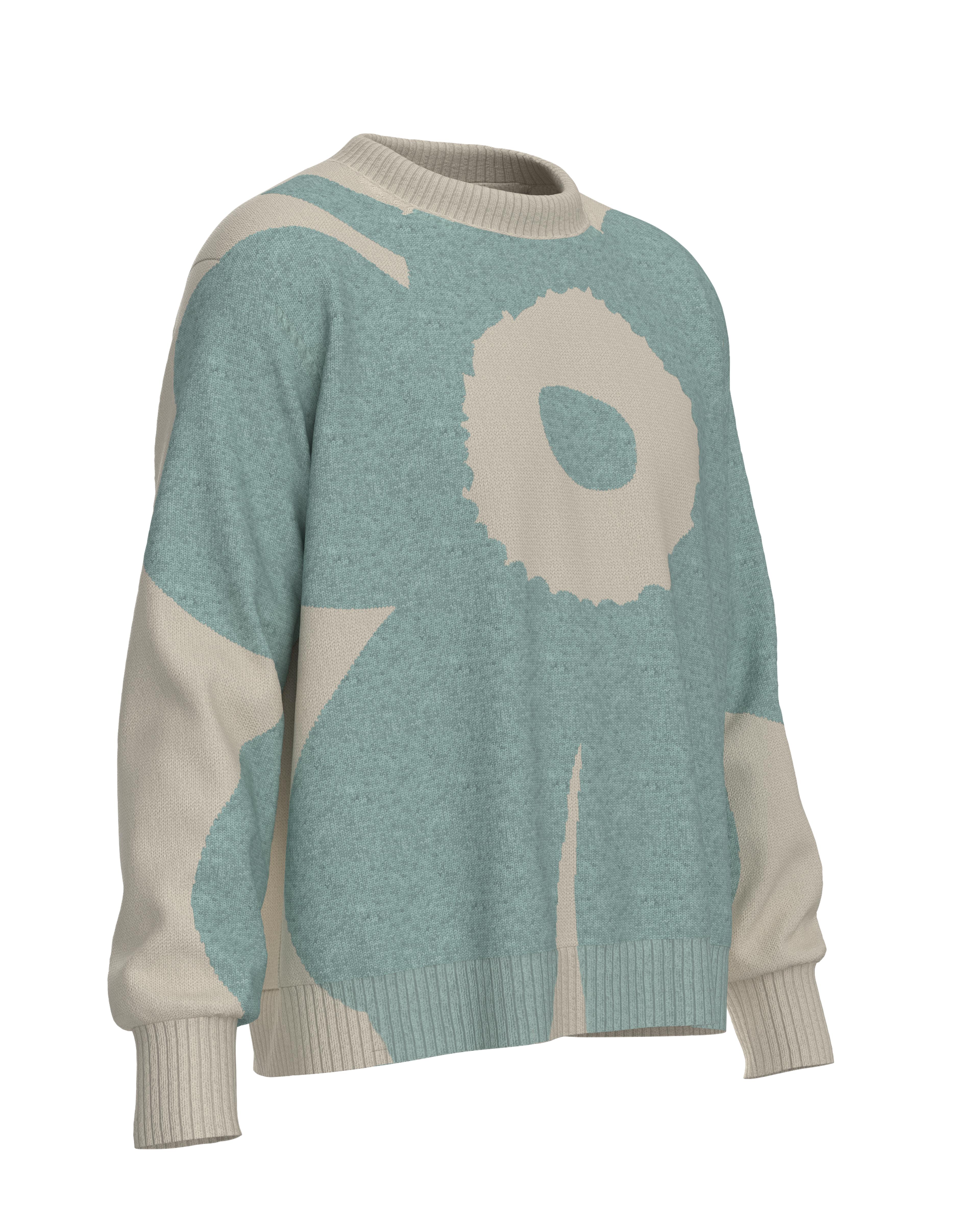 Neutra Unikko Kioski knit jumper turquoise, off white | Marimekko
