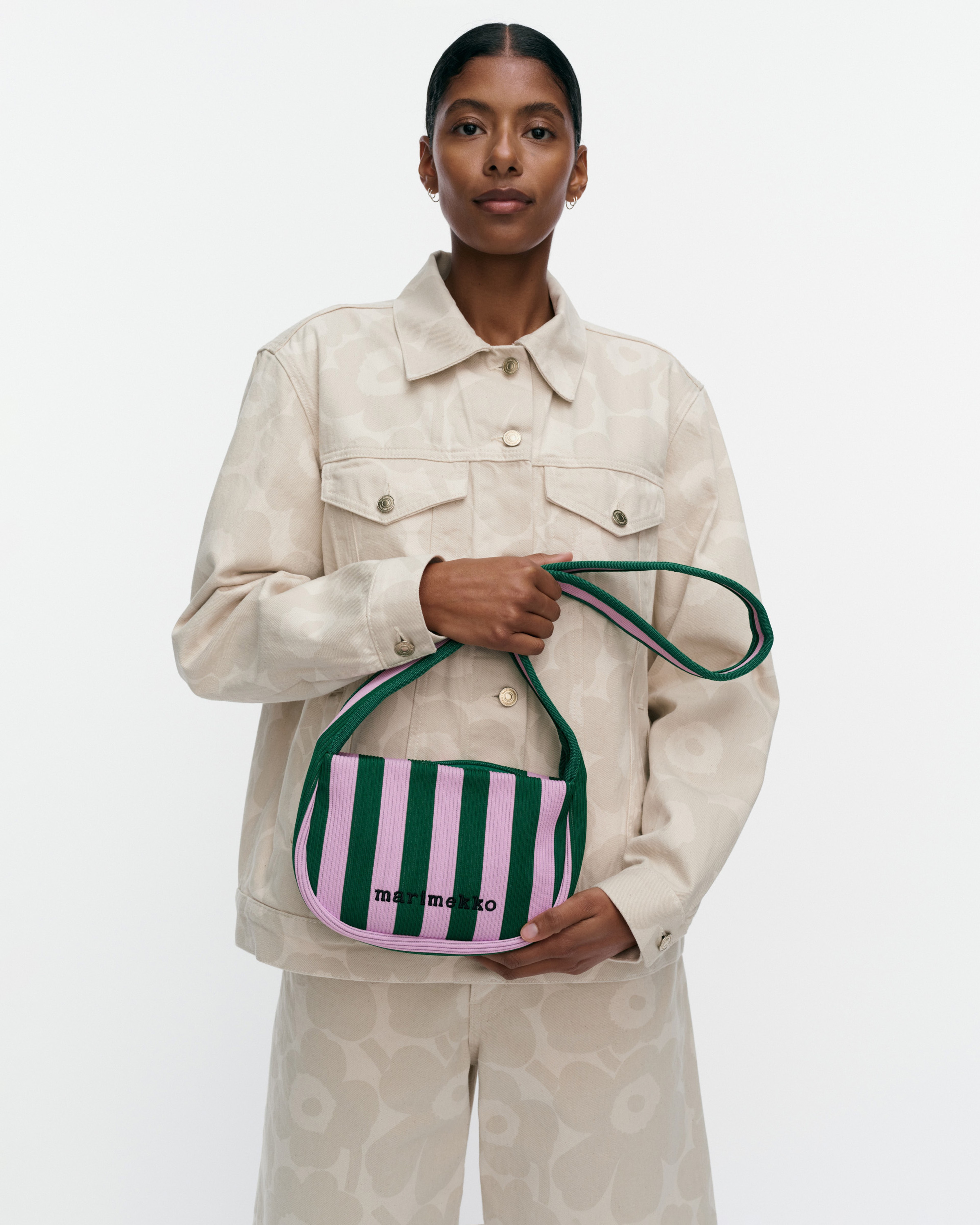 Knitted Crossbody Merirosvo, Shoulder bag, pink, dark green,