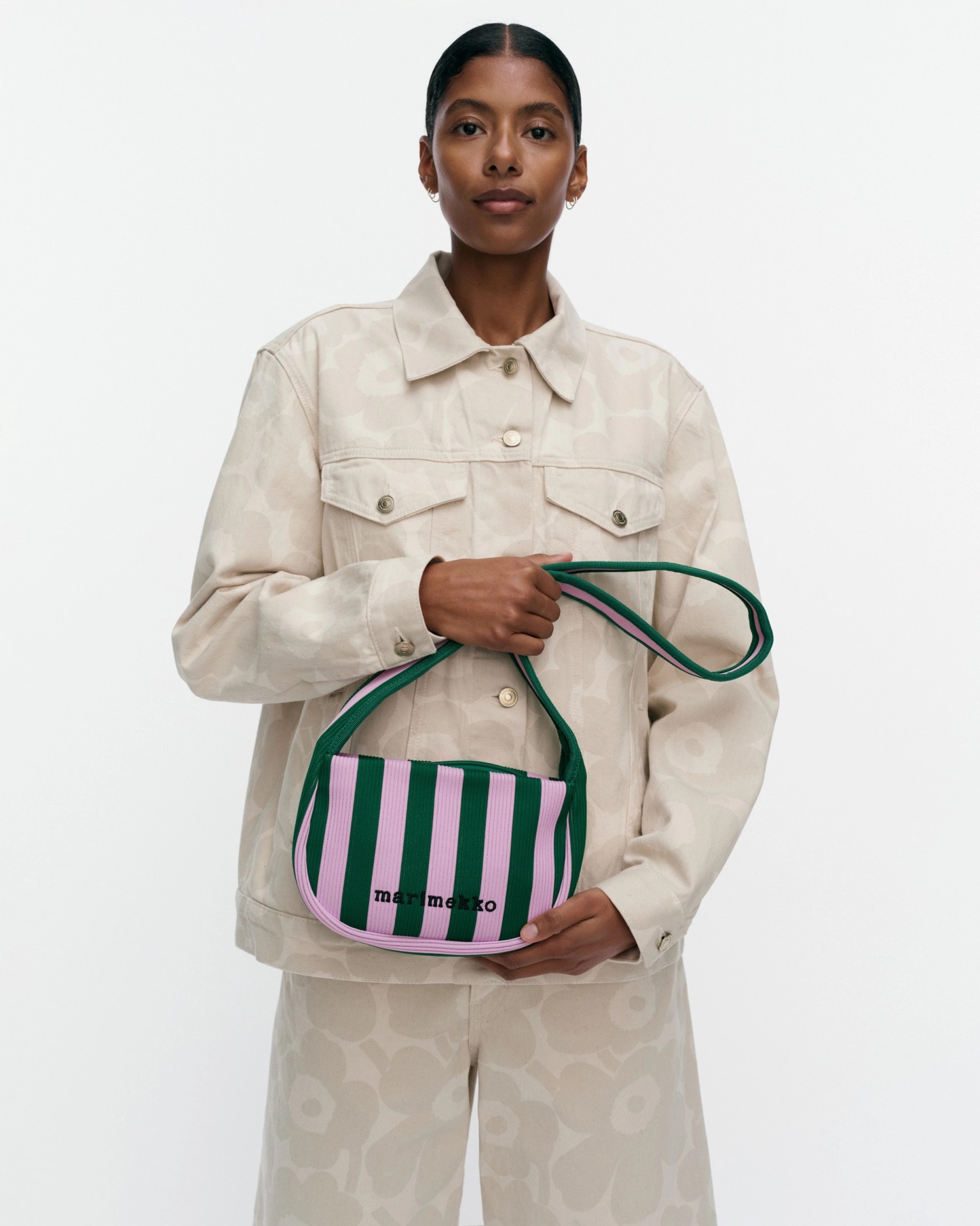 Knitted Crossbody Merirosvo, Shoulder bag, pink, dark green,