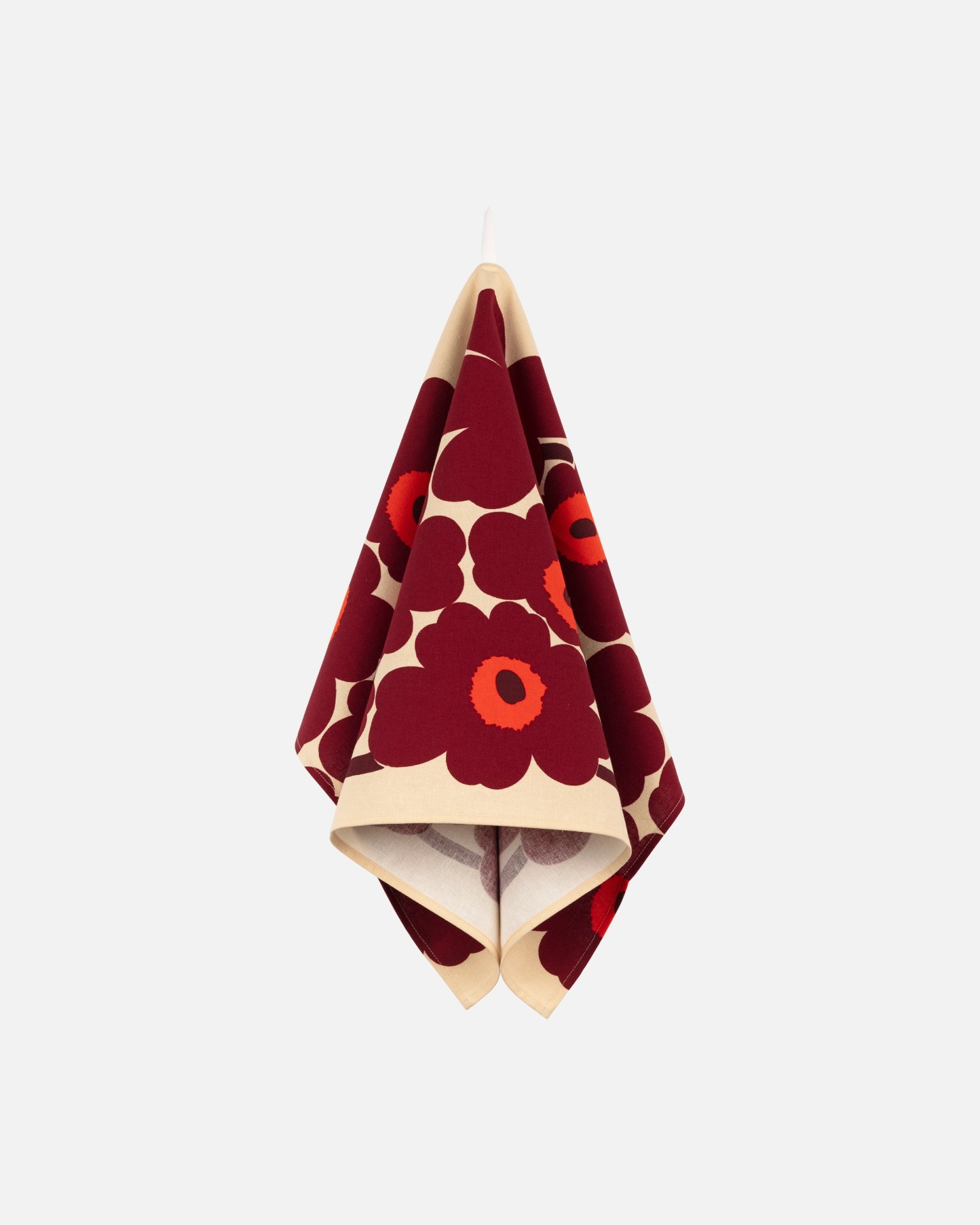 Pieni Unikko, Tea towel, vanilla, wine red, red,