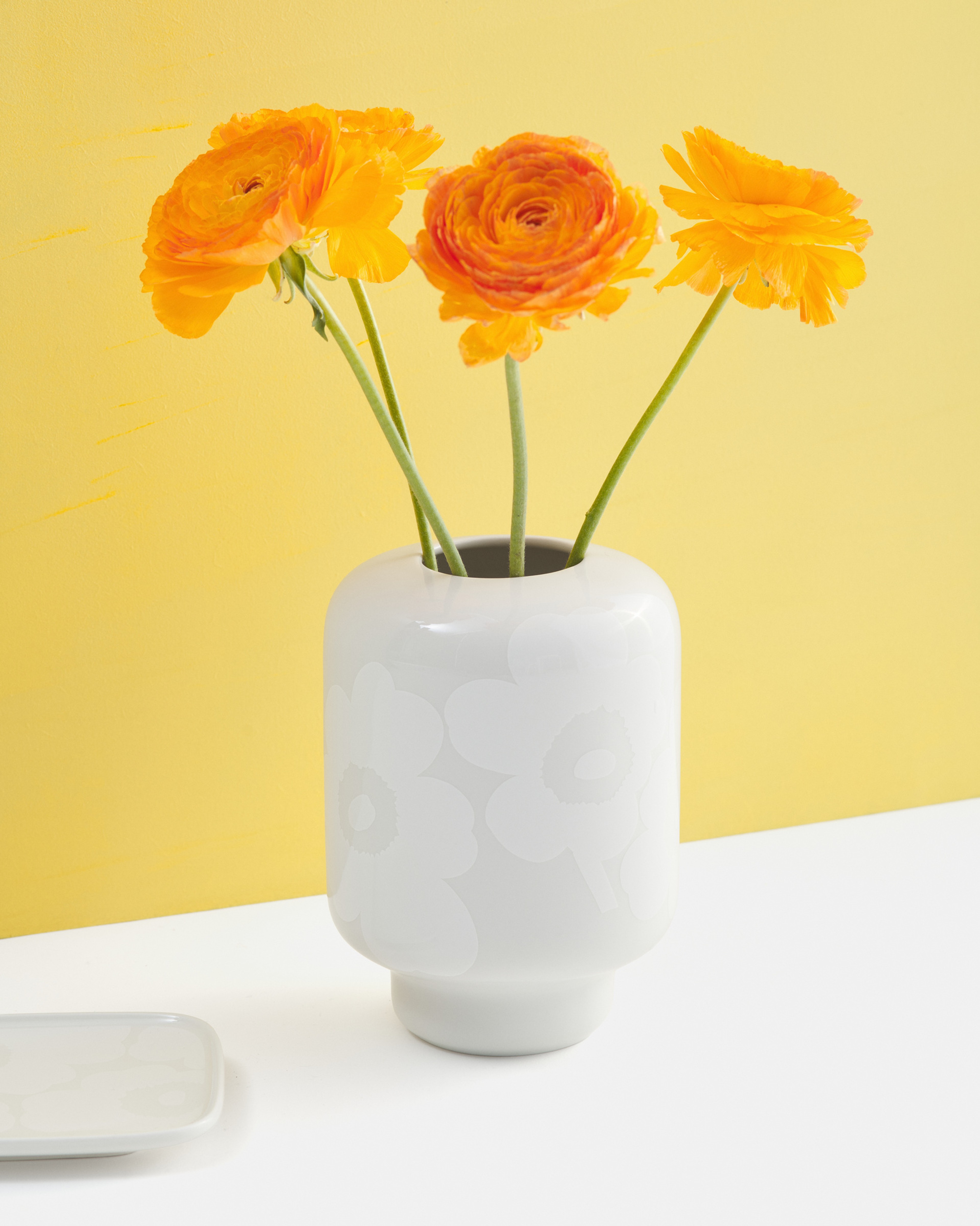 Unikko, Keraaminen maljakko 18 cm, valkoinen, valkoinen,