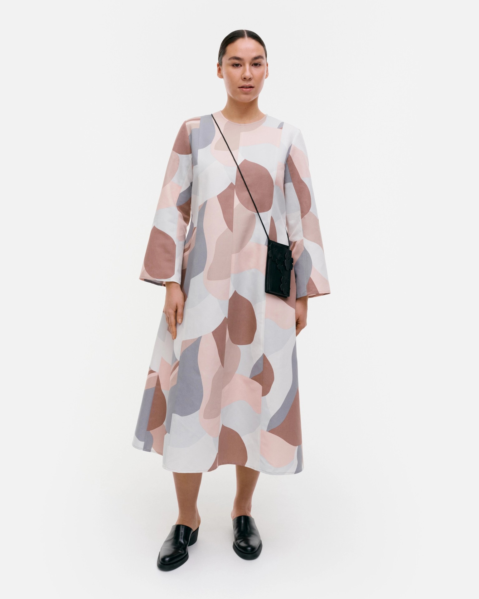 Loituma Kamelia, Cotton linen dress, light rose, brown, grey,