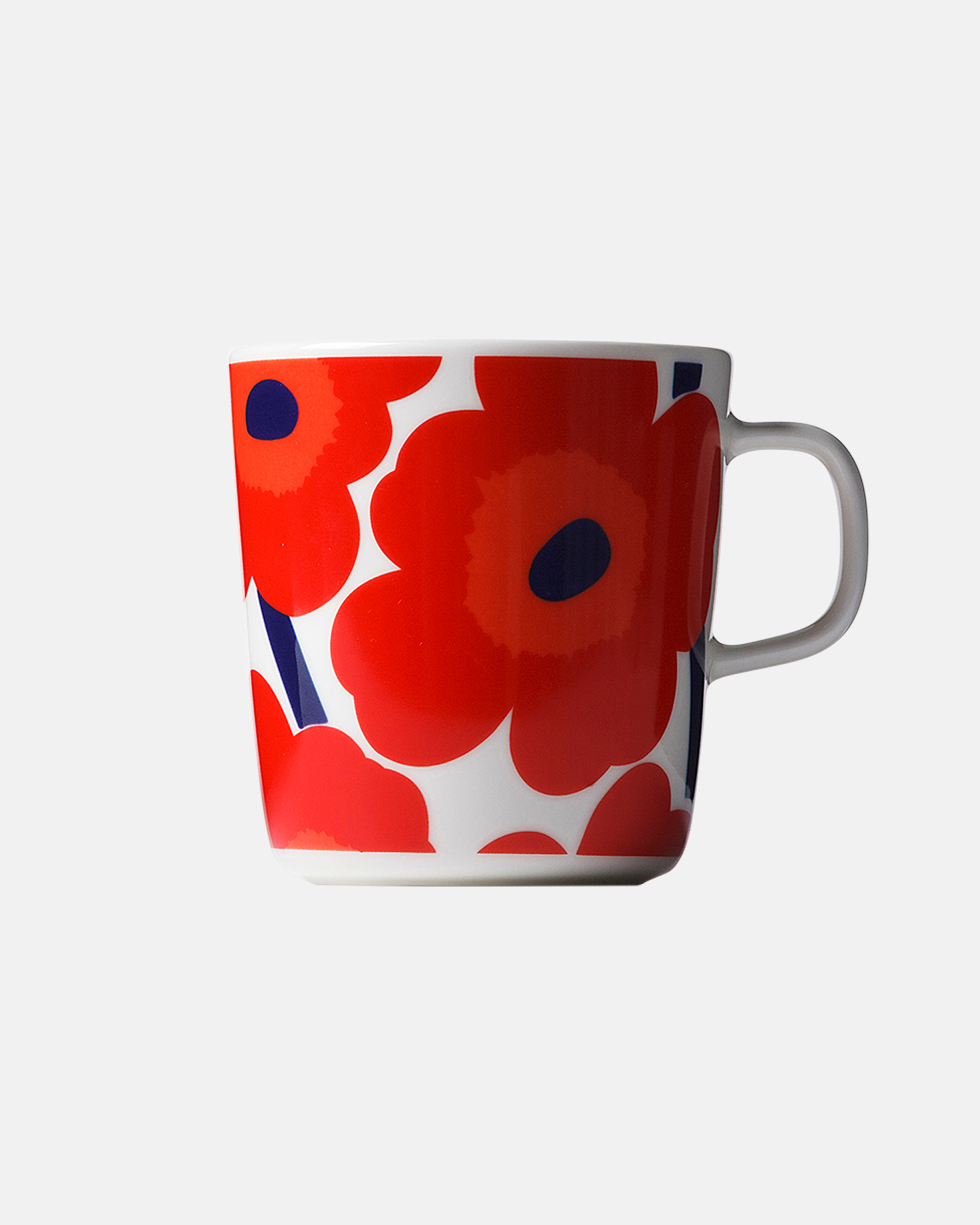 Oiva / Unikko, Mug 4 dl, white,red,blue,