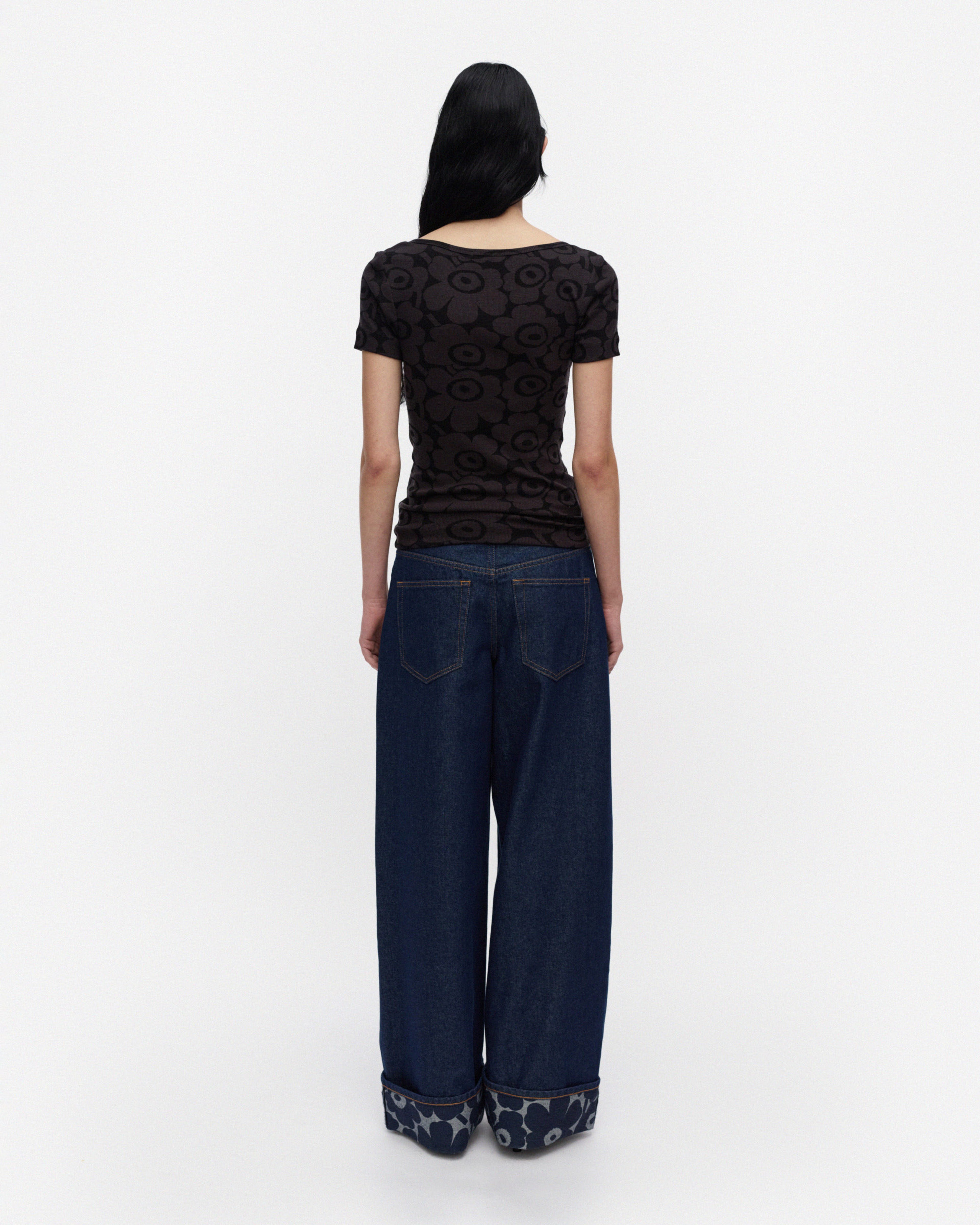 Liituma Unikko, Wool rib t-shirt, black, dark grey,