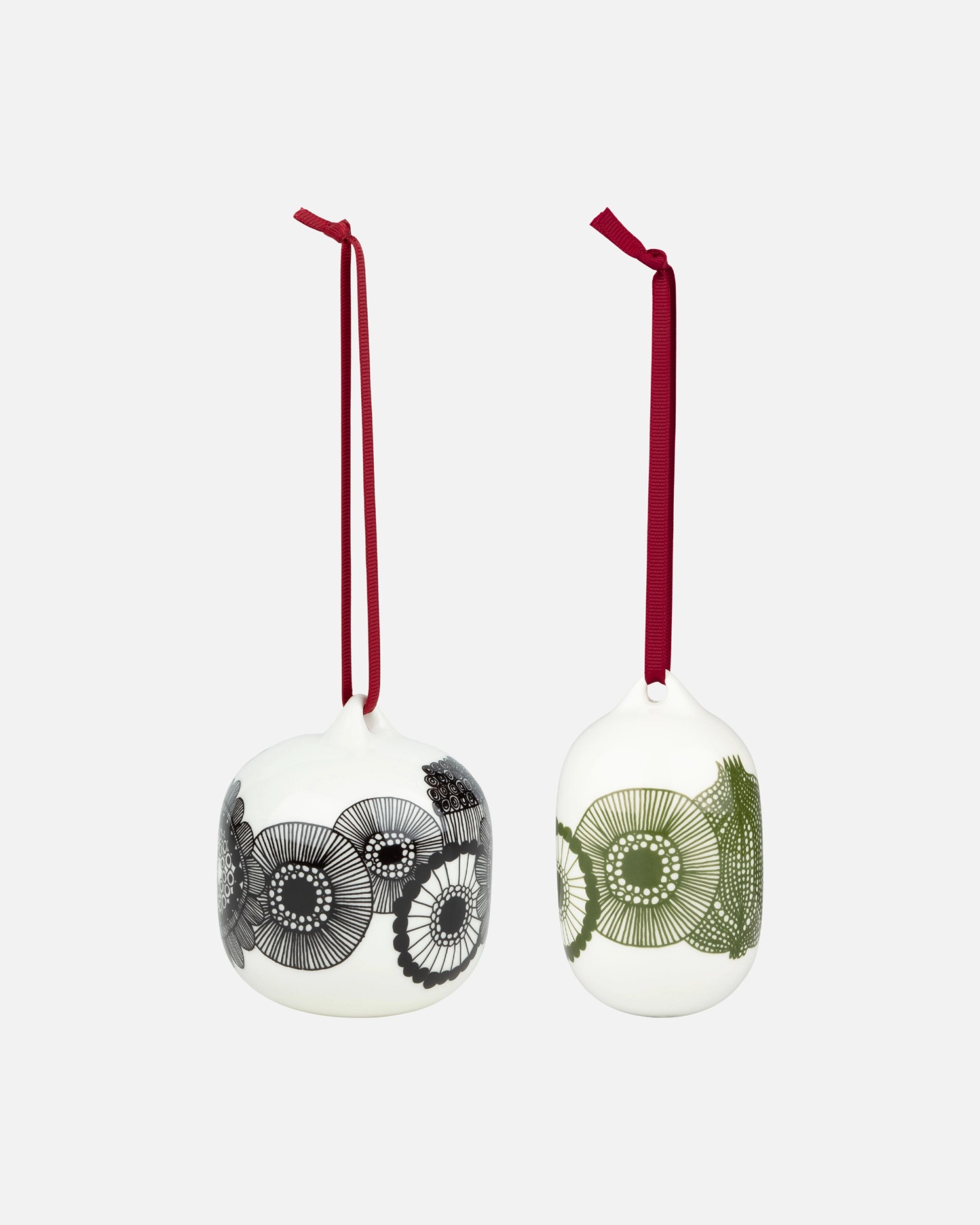 Siirtolapuutarha, Collectible ornament 2 pcs, white, black, green,
