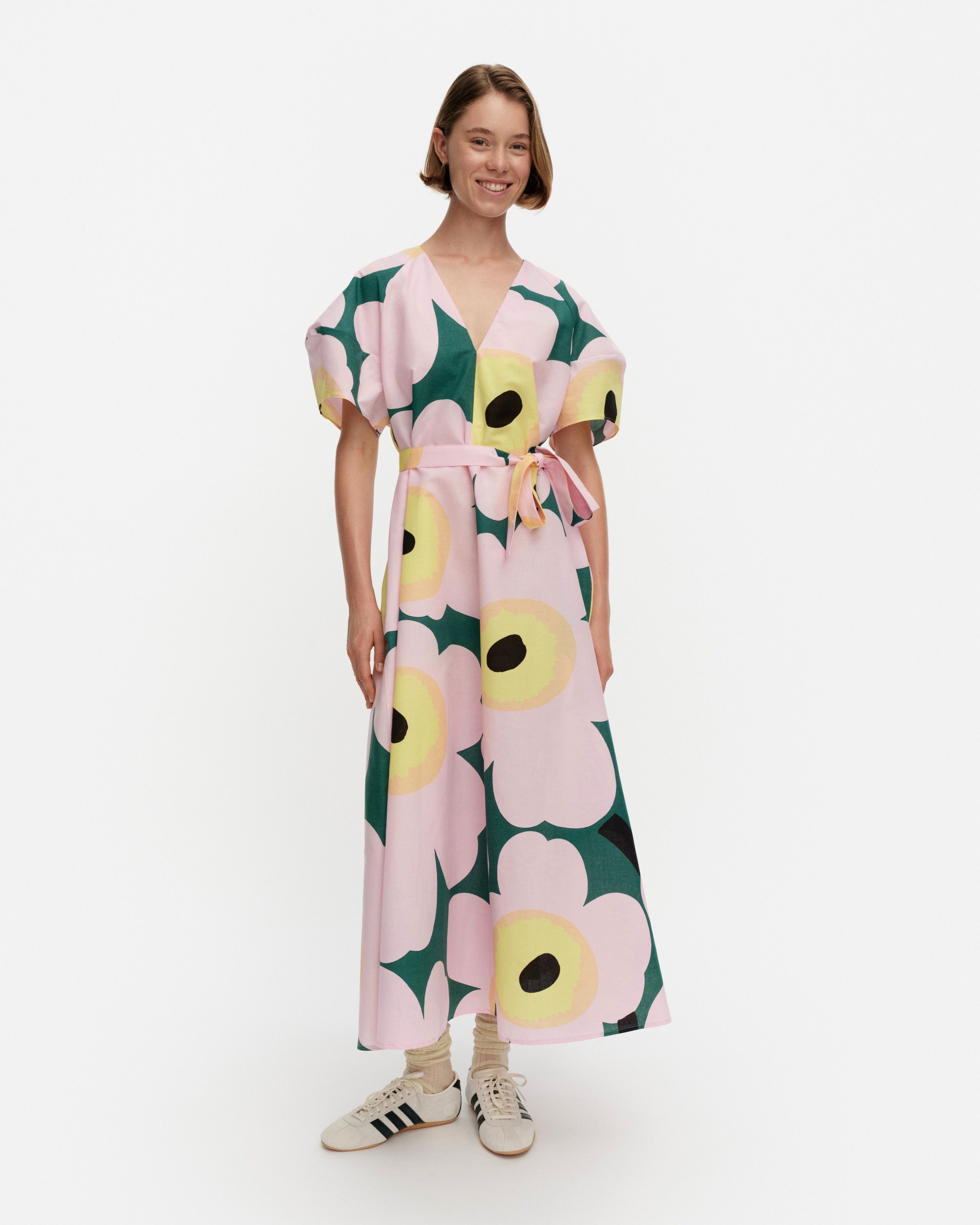 Kaffet Unikko Dress green, light pink, yellow | Marimekko