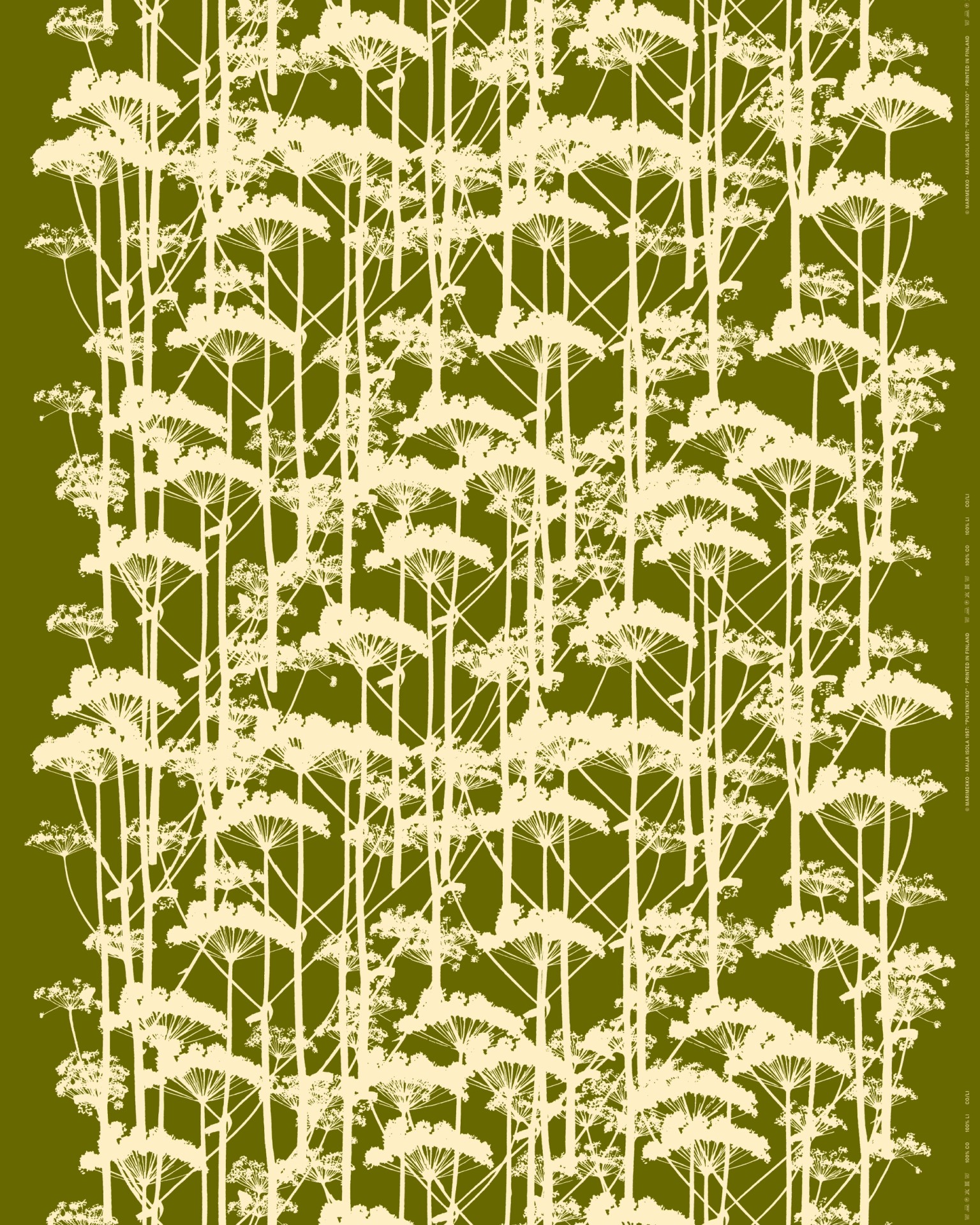 Putkinotko, Cotton fabric, olive, white,