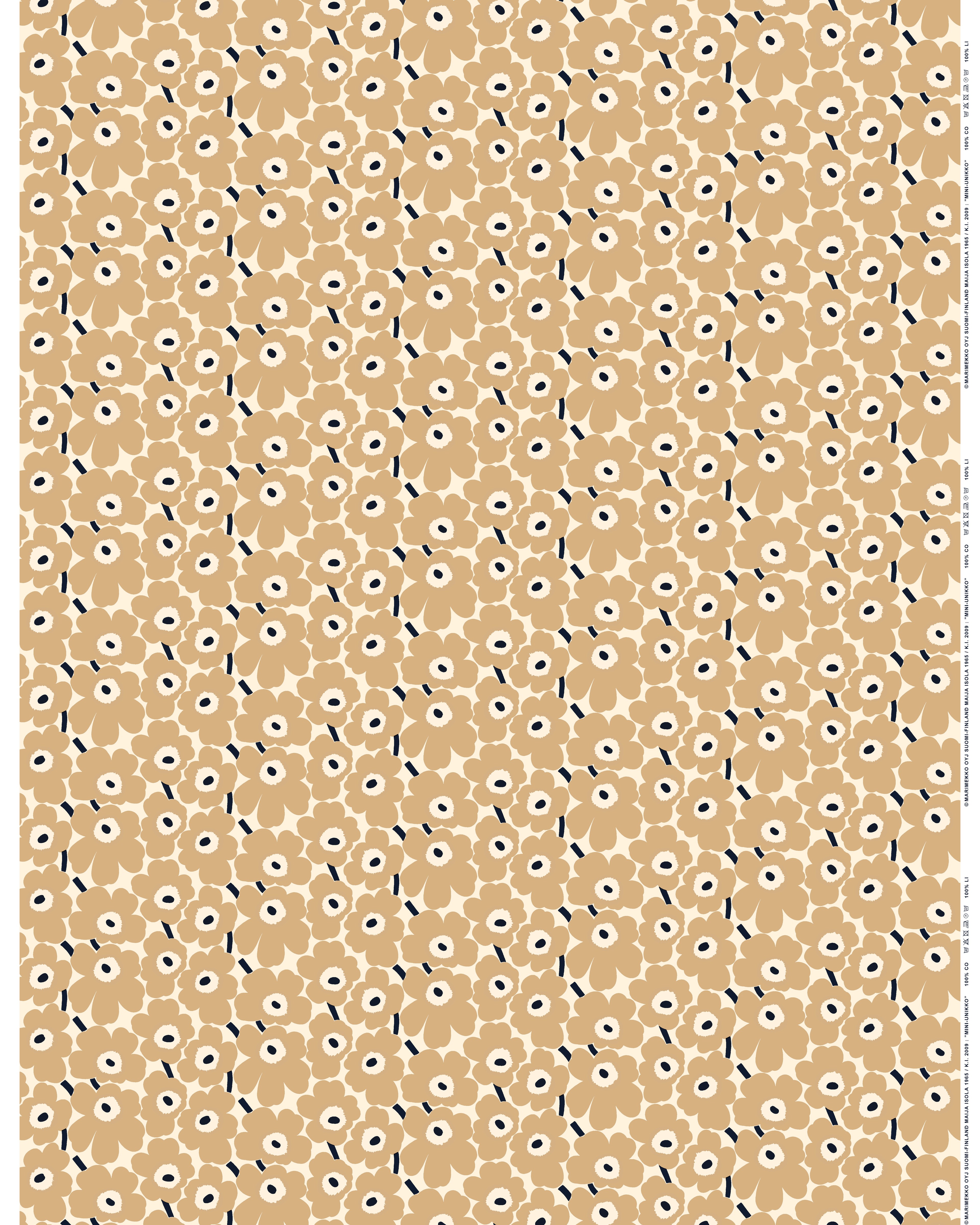 Mini Unikko, Cotton fabric, white,beige,dark blue,