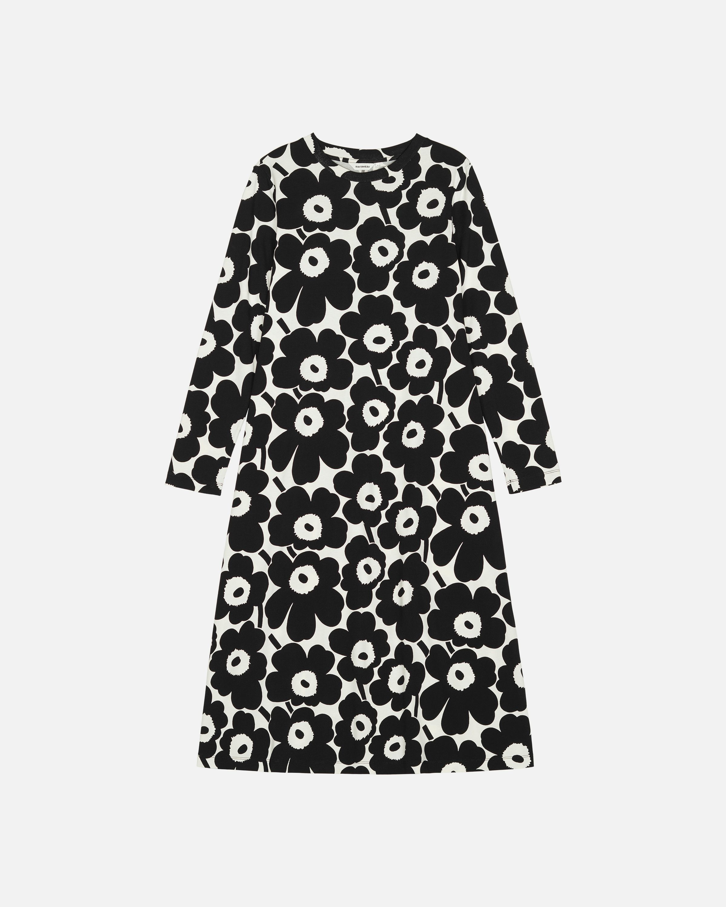 Hujanhajan Unikko Jersey dress black, off white | Marimekko