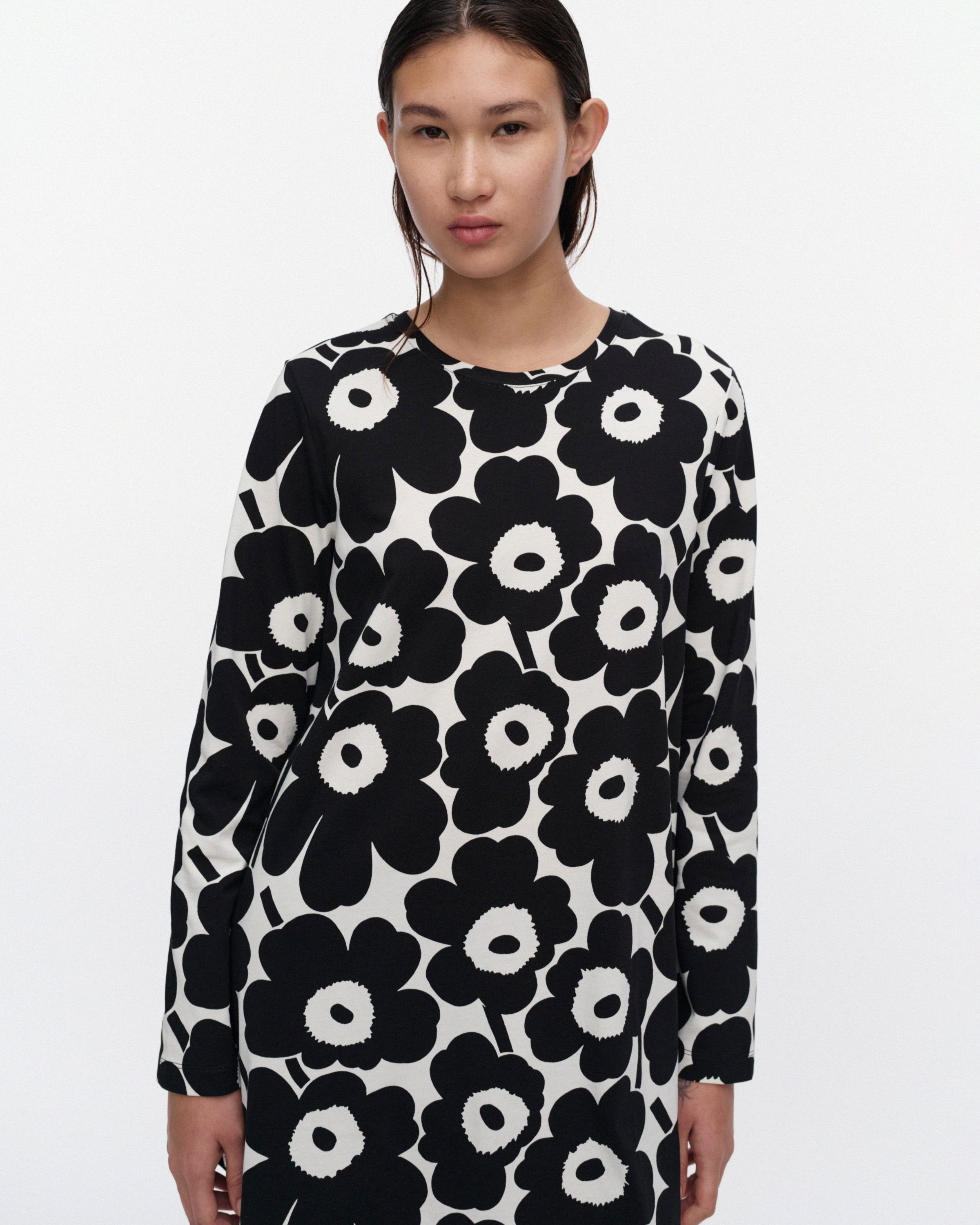 Kevät Unikko Jersey tunic black, off white | Marimekko