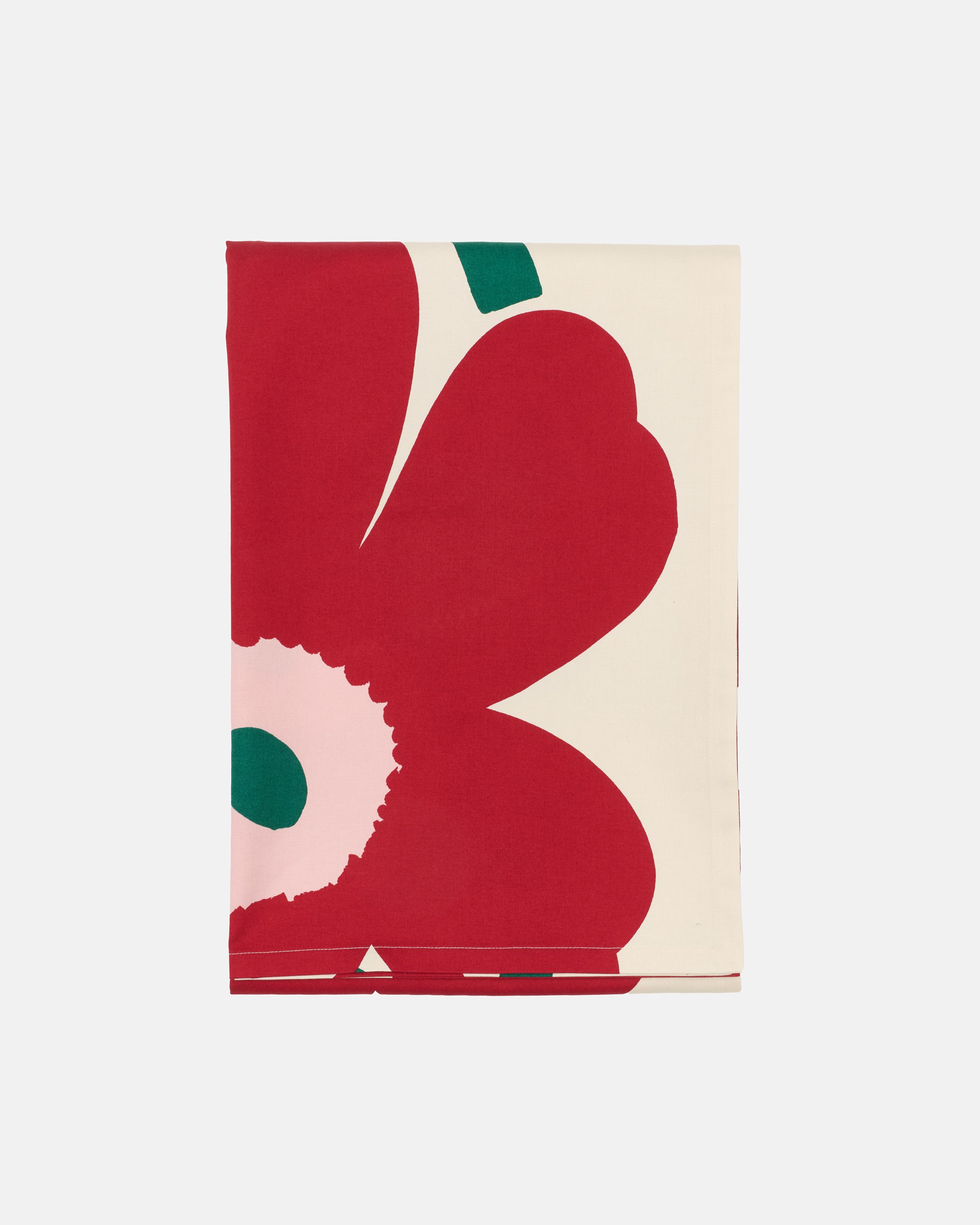 Unikko Tablecloth 135x250 cm off white, cranberry, rose | Marimekko