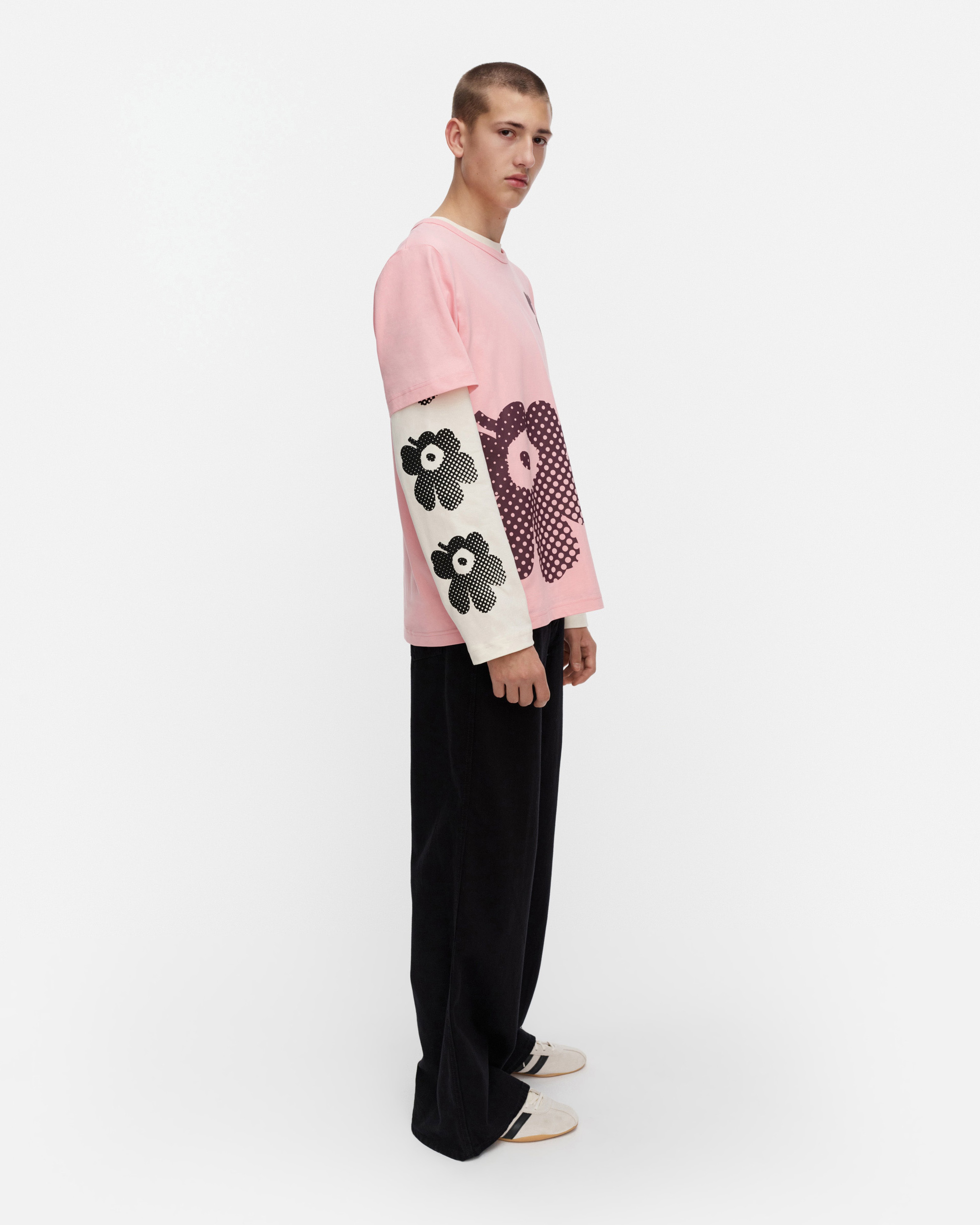Vihne Unikko Placement, Kioski t-shirt, light pink, wine red,
