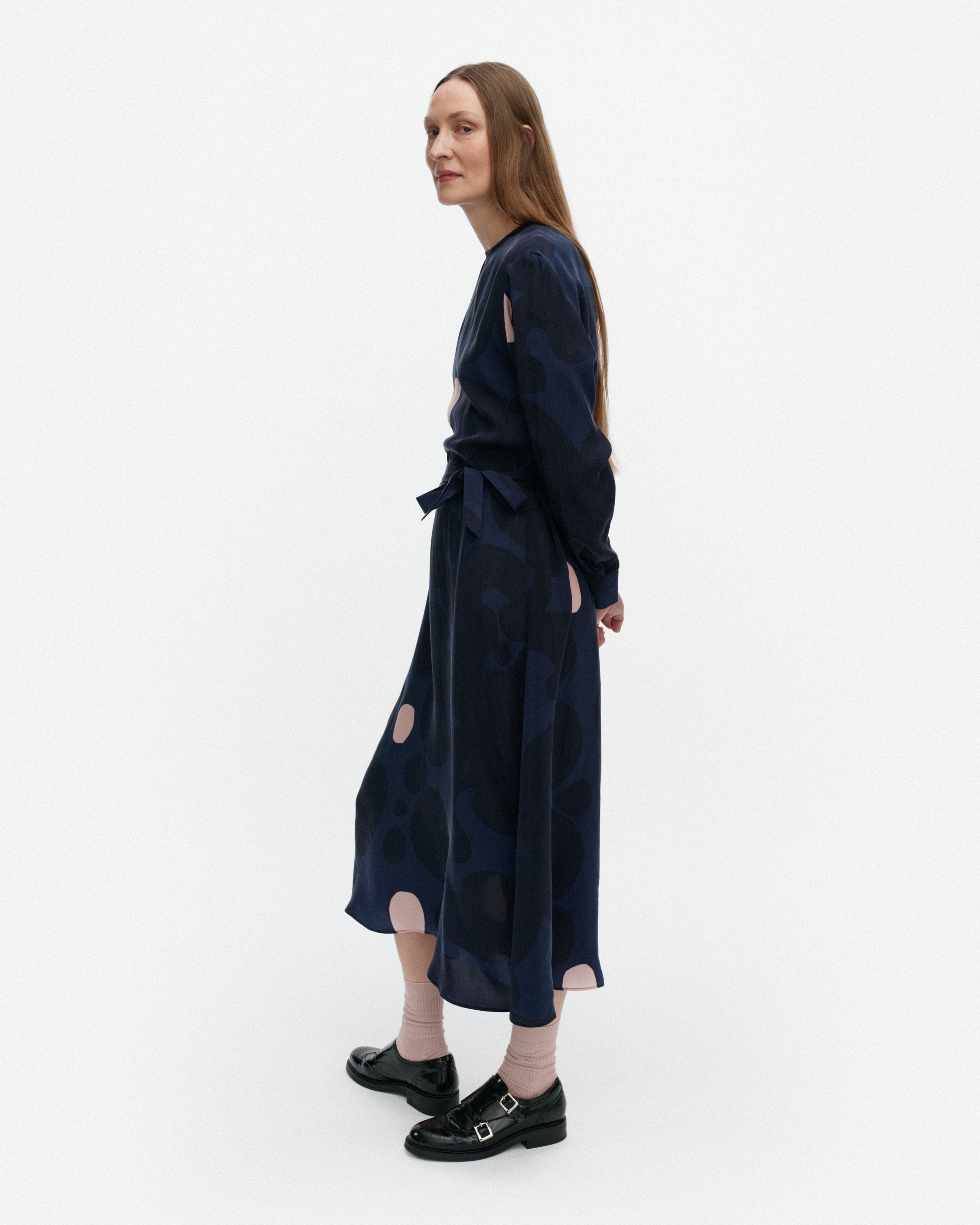 Combu Keidas, Kleid, Dunkelblau, Hellrosa,