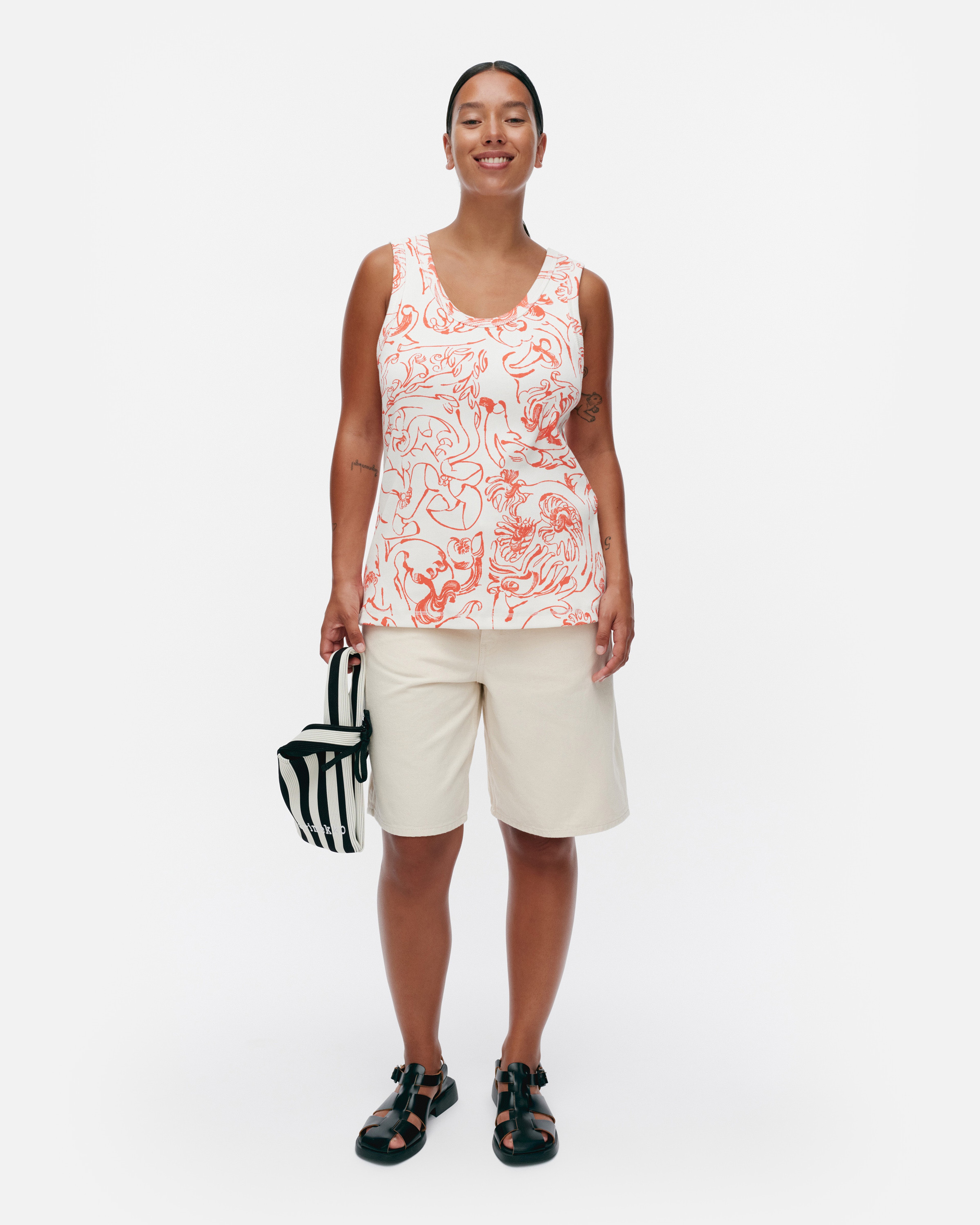 Piirros Cactis, Jersey top, white, red,