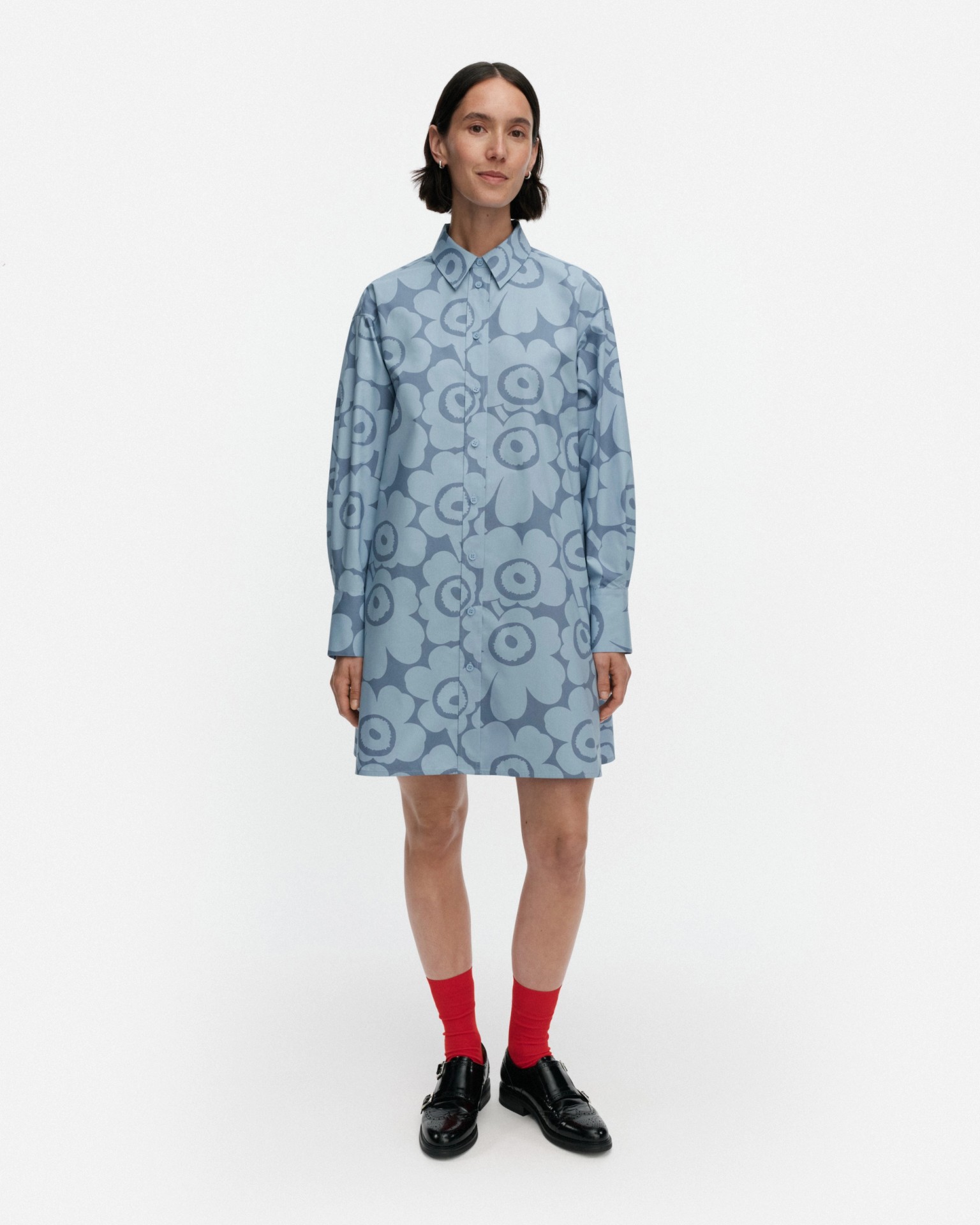 Kuvitelma Unikko, Cotton shirt dress, light blue, light blue,