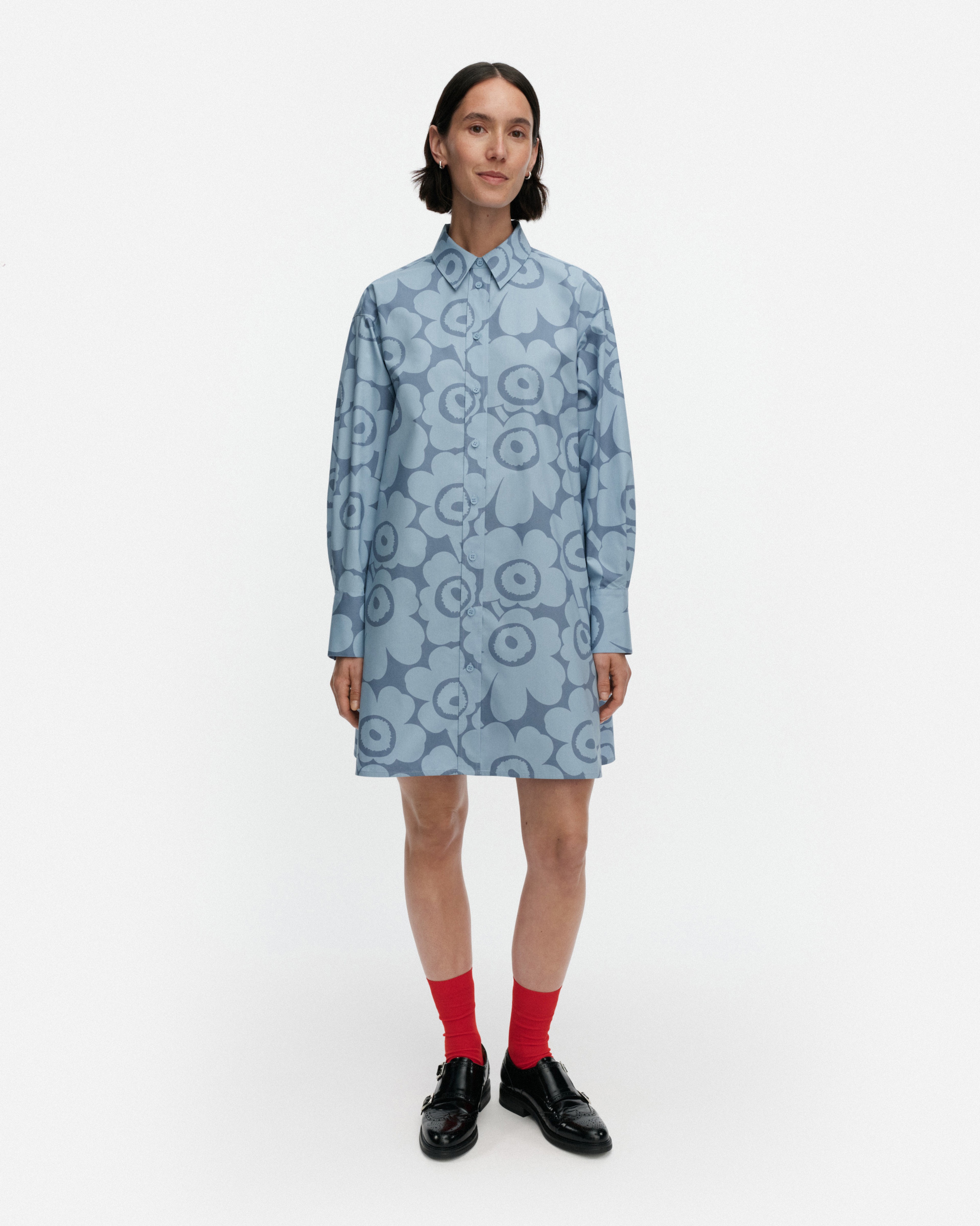 Kuvitelma Unikko, Cotton shirt dress, light blue, light blue,