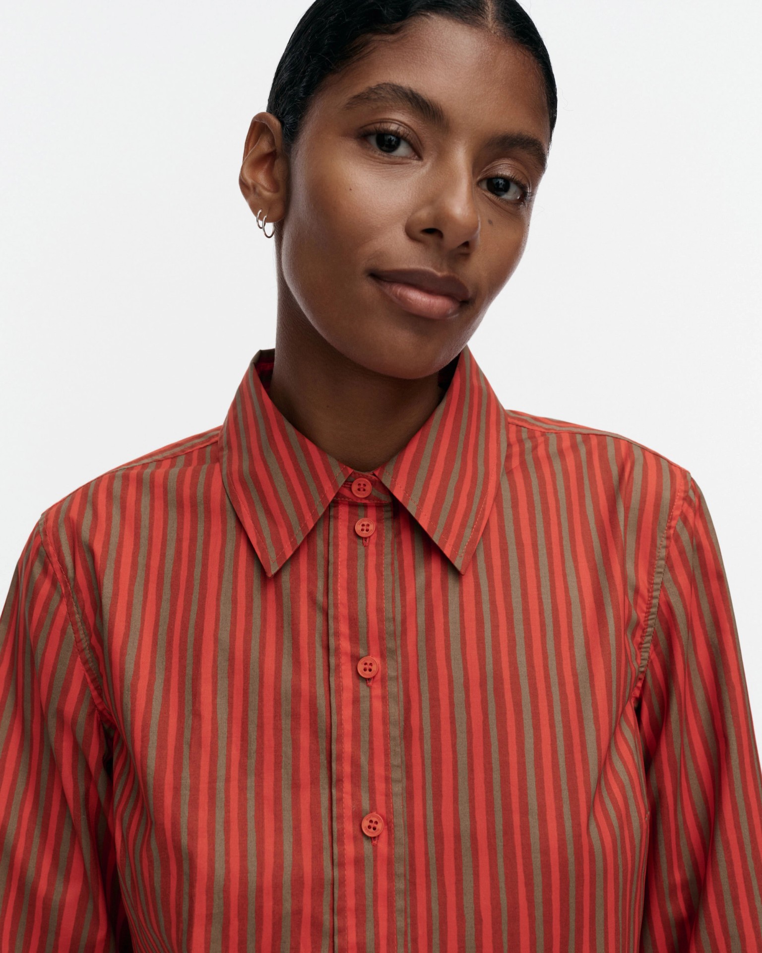 Innota Piccolo, Cotton shirt, dark orange, beige,