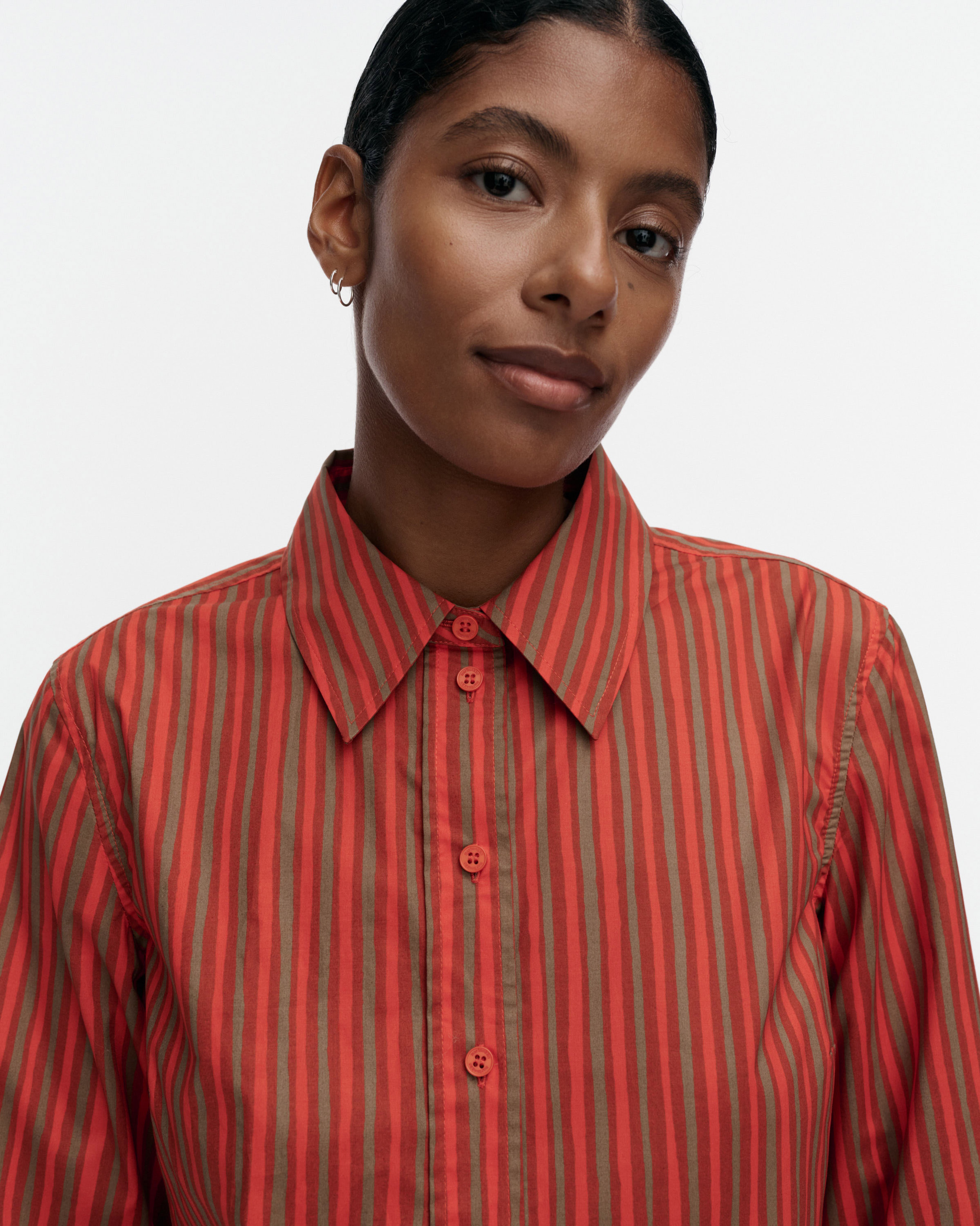 Innota Piccolo, Cotton shirt, dark orange, beige,