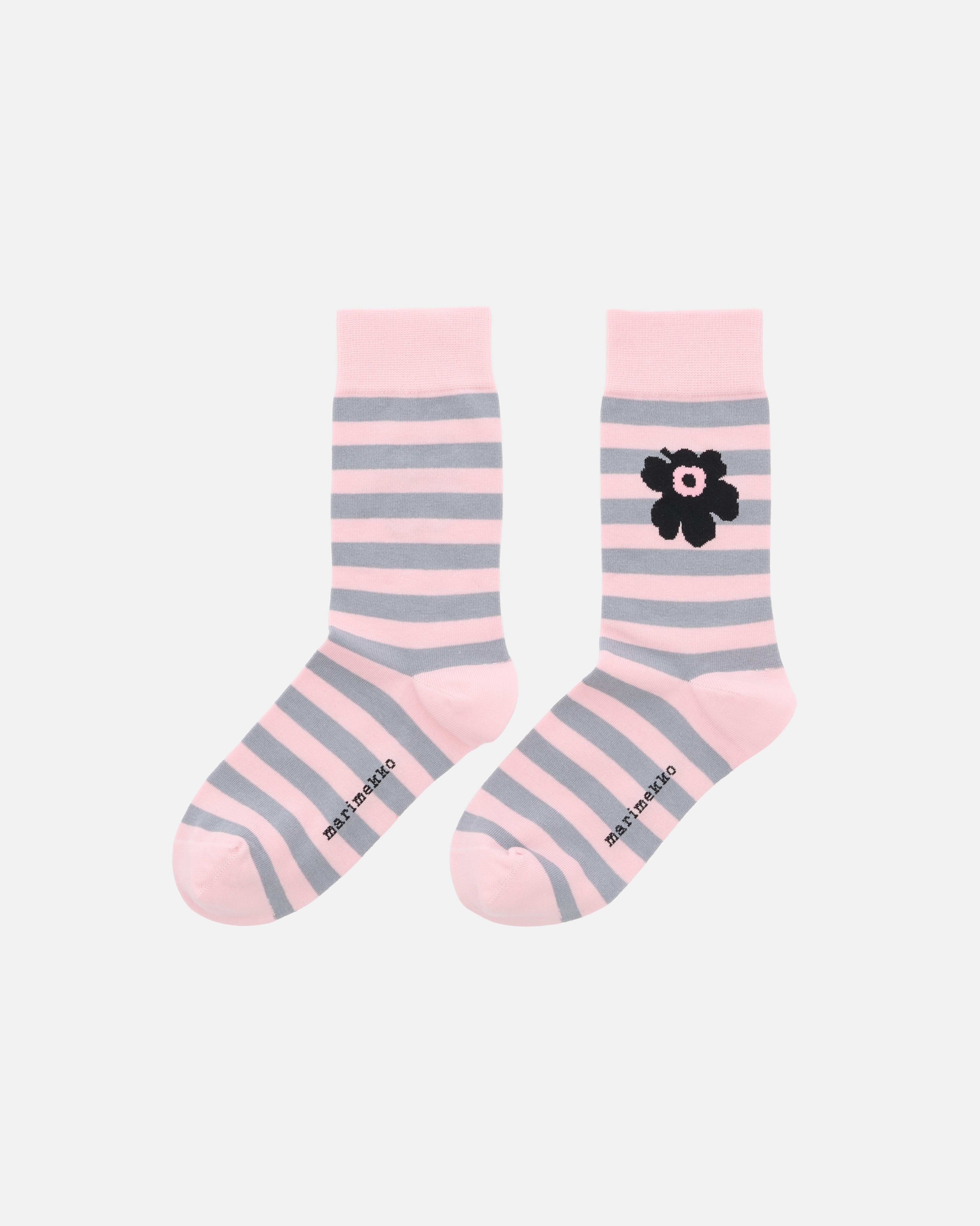 Kasvaa Tasaraita Unikko One, Socks, light pink, grey, black,