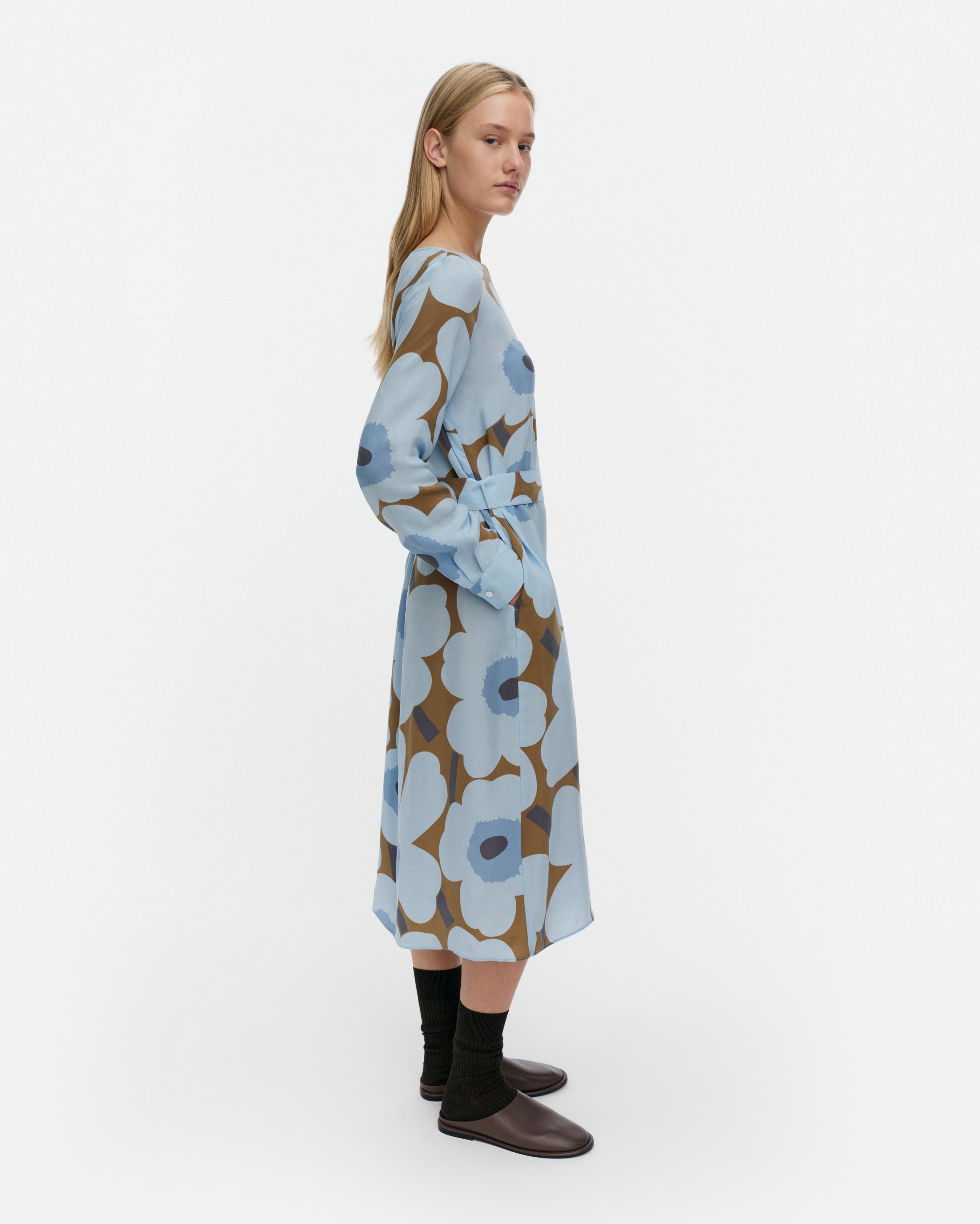 Satunnainen Unikko, Dress, light blue, olive green,
