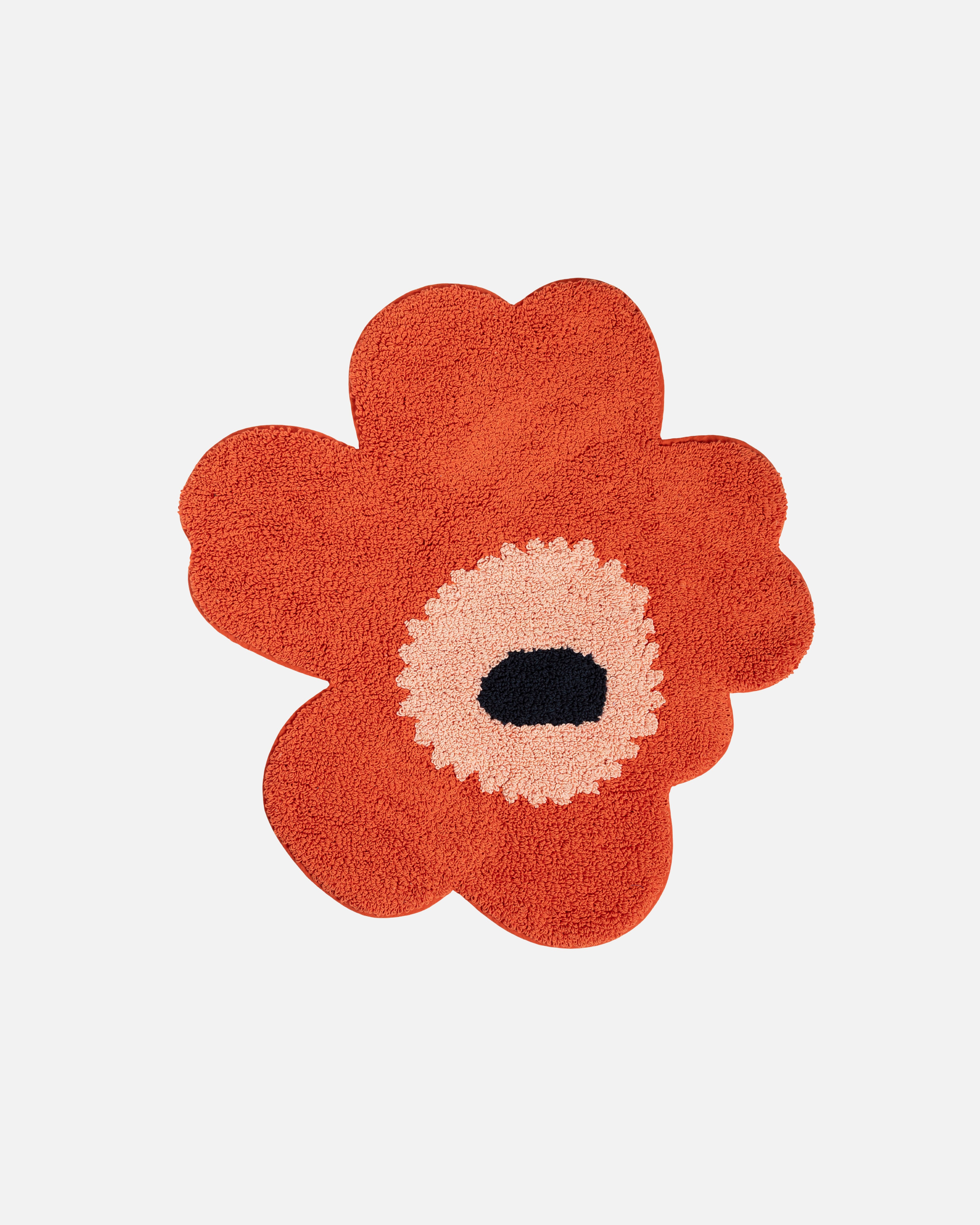 Unikko, Bath mat, orange red, powder, charcoal,