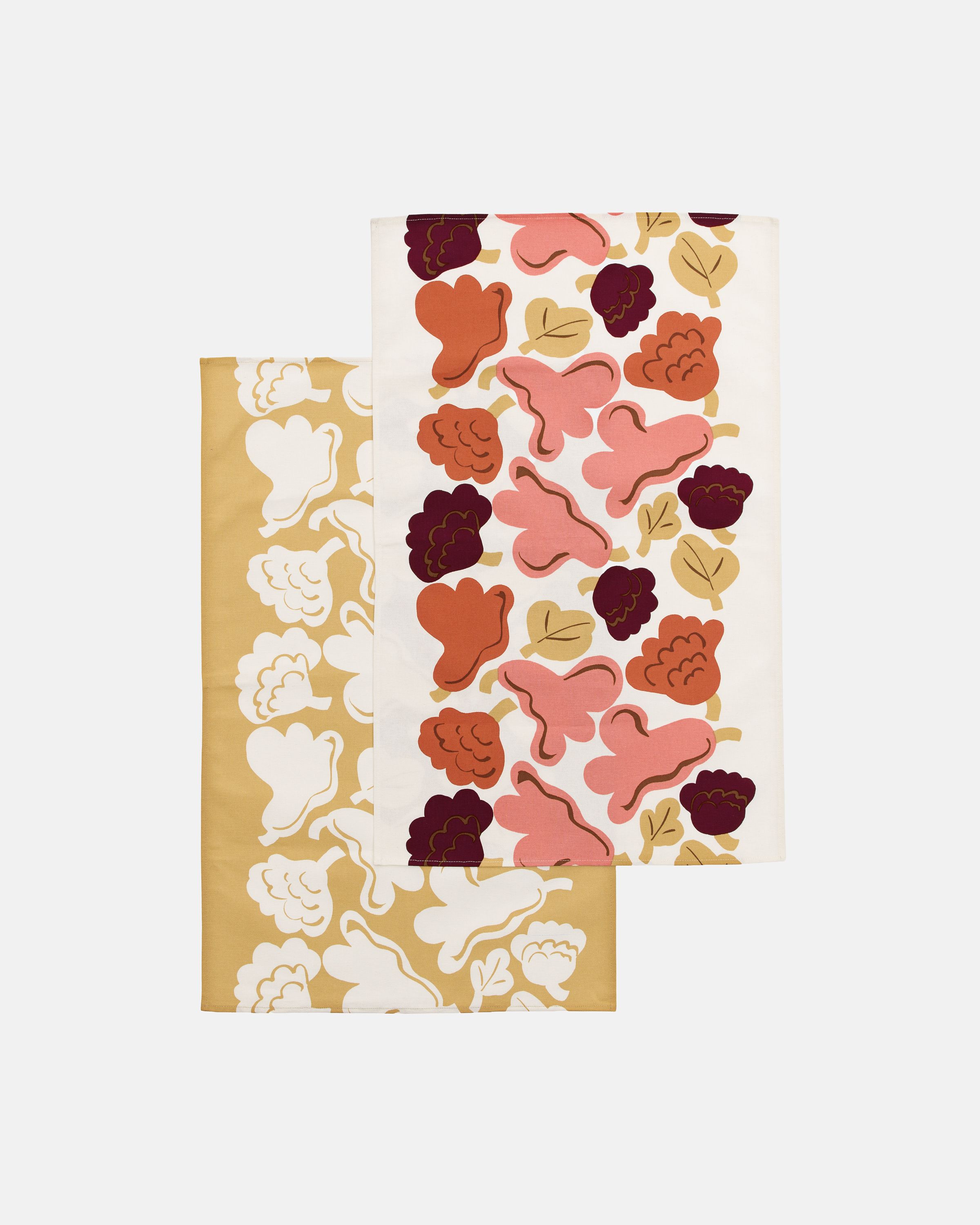 Kukasta kukkaan Kitchen towel 2 pcs off white,pink,terrac.,ochre