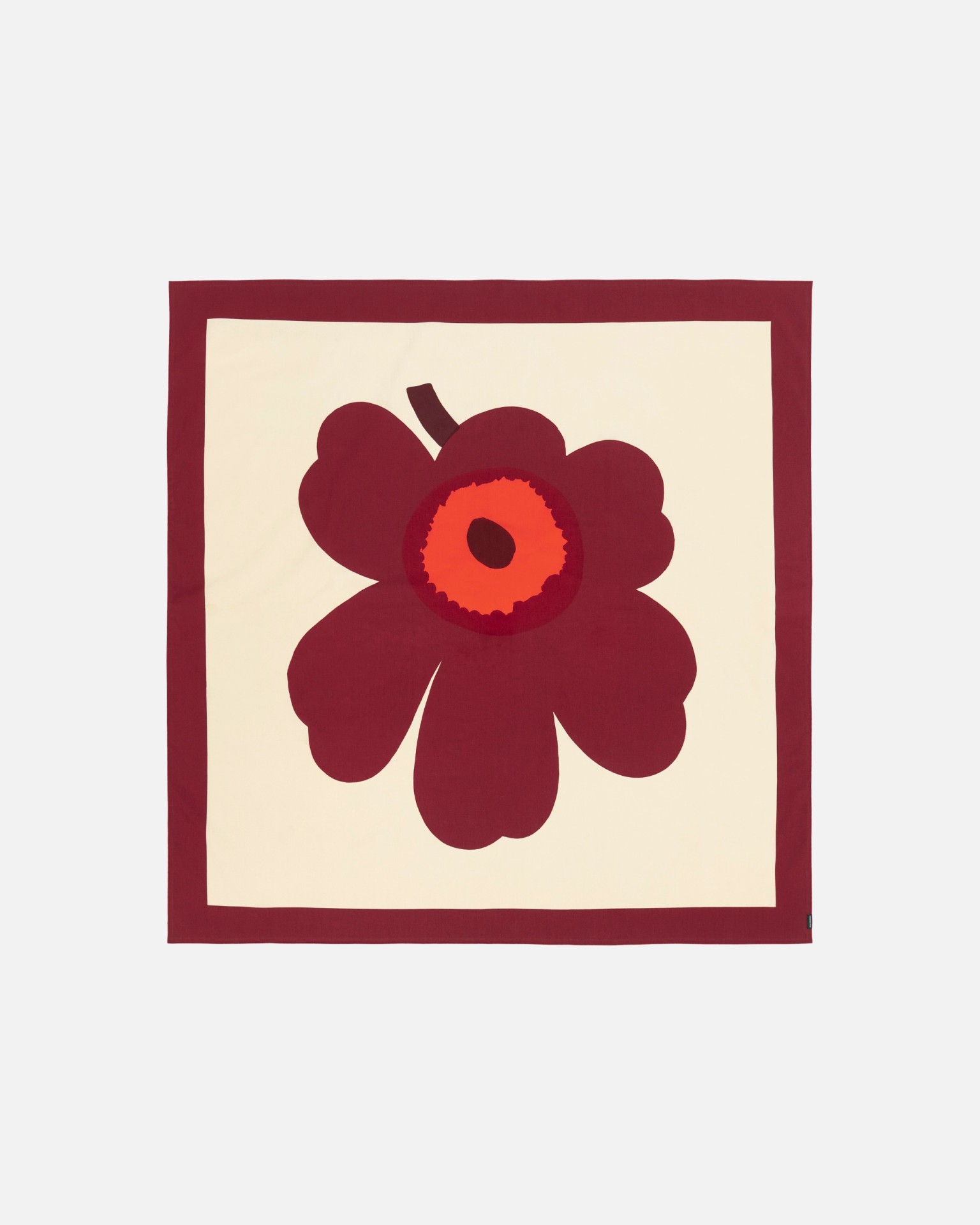 Unikko, Table cloth 140x140 cm, vanilla, burgundy, red,