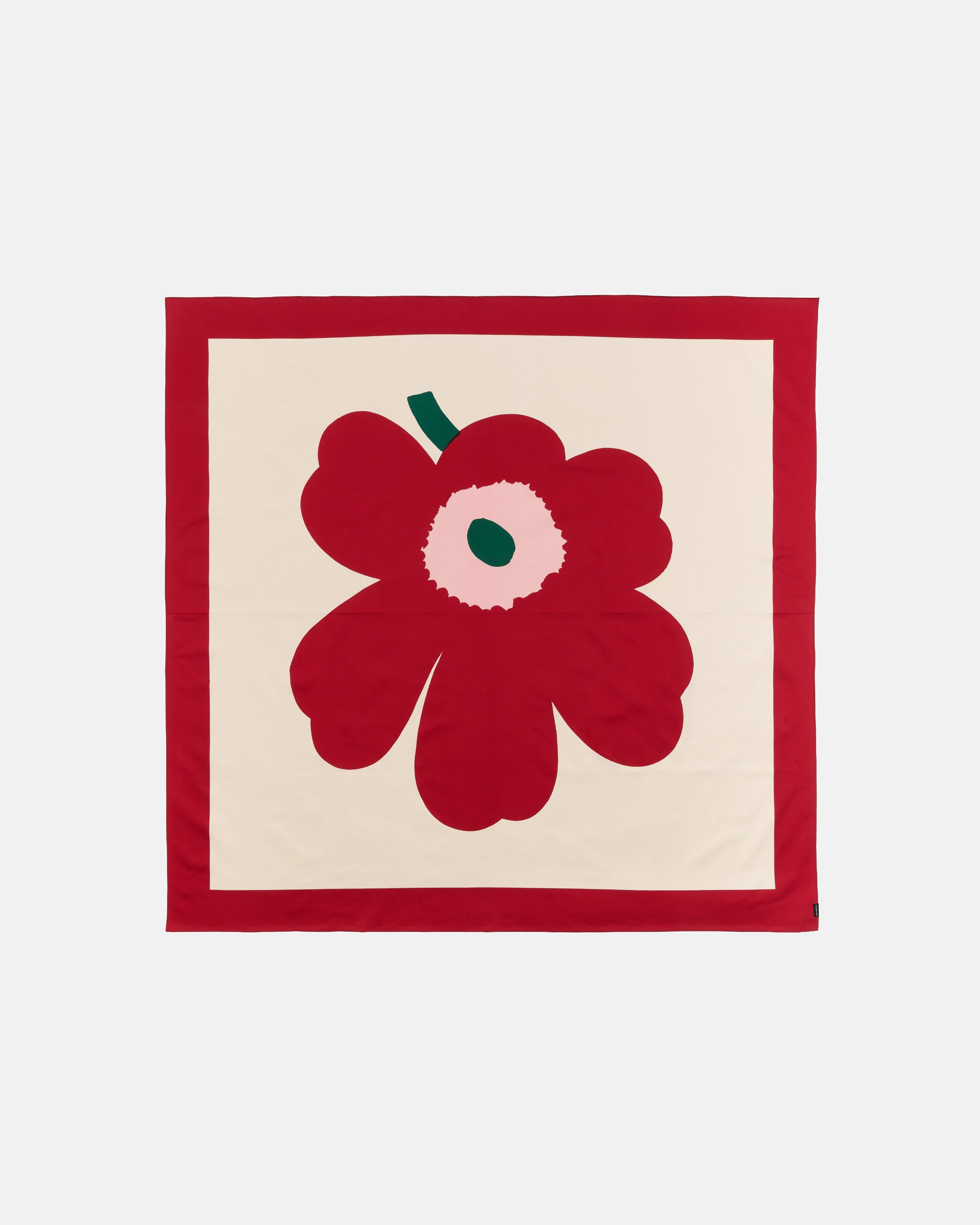 Unikko Tablecloth 140x140 cm off white, cranberry, rose | Marimekko