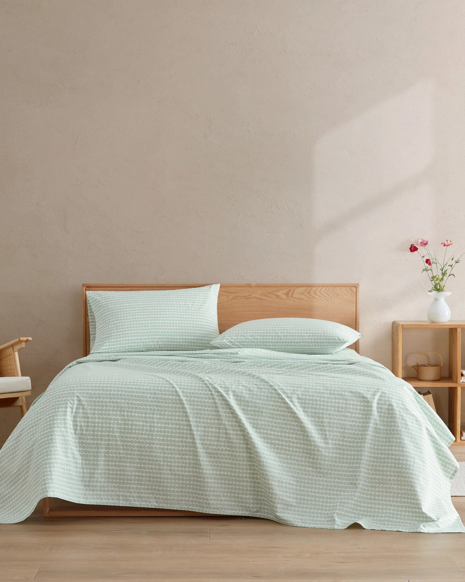 Pikku Rasymatto Queen, Sheet set, white, sage,