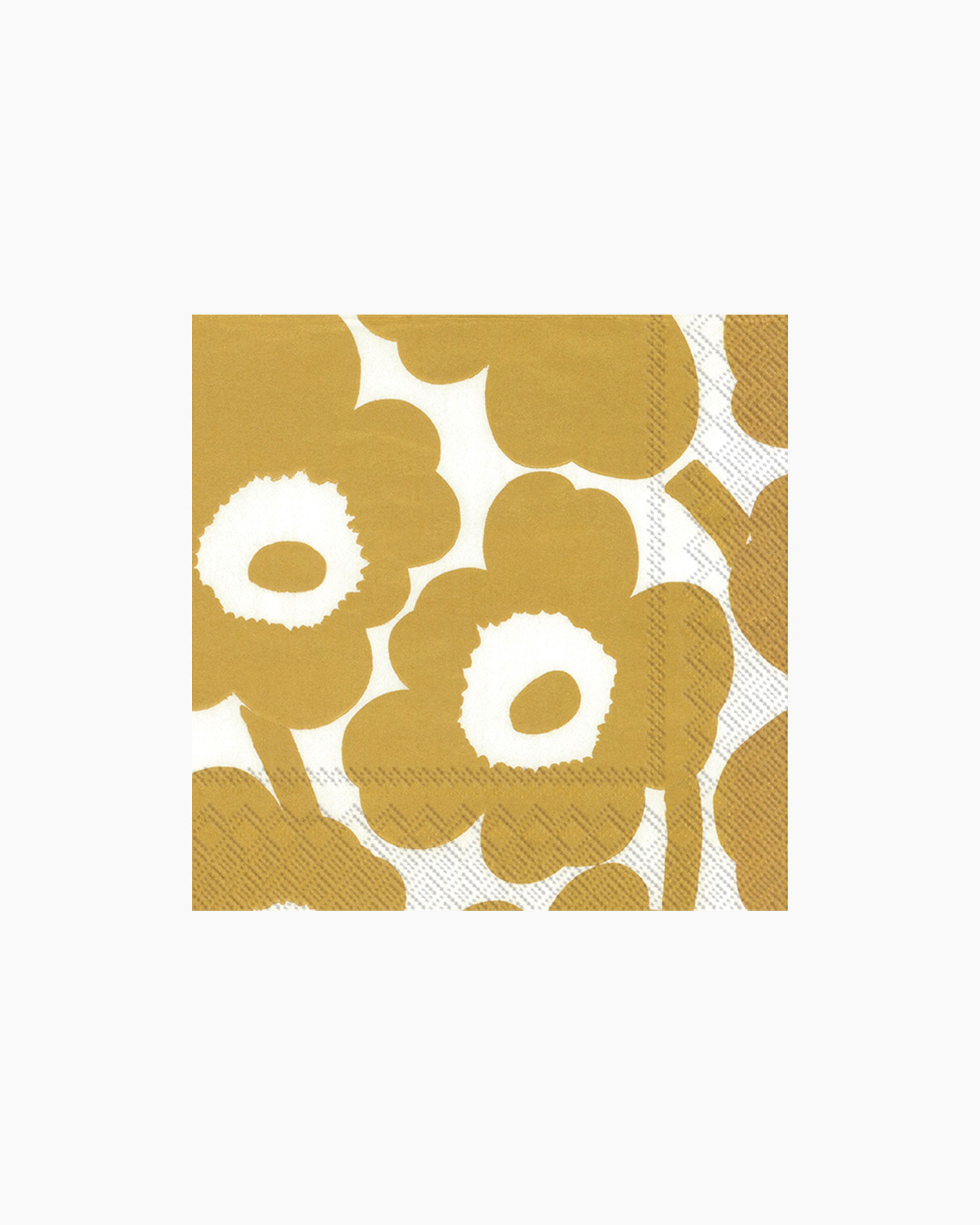 Unikko, Cocktail paper napkin, white, gold,