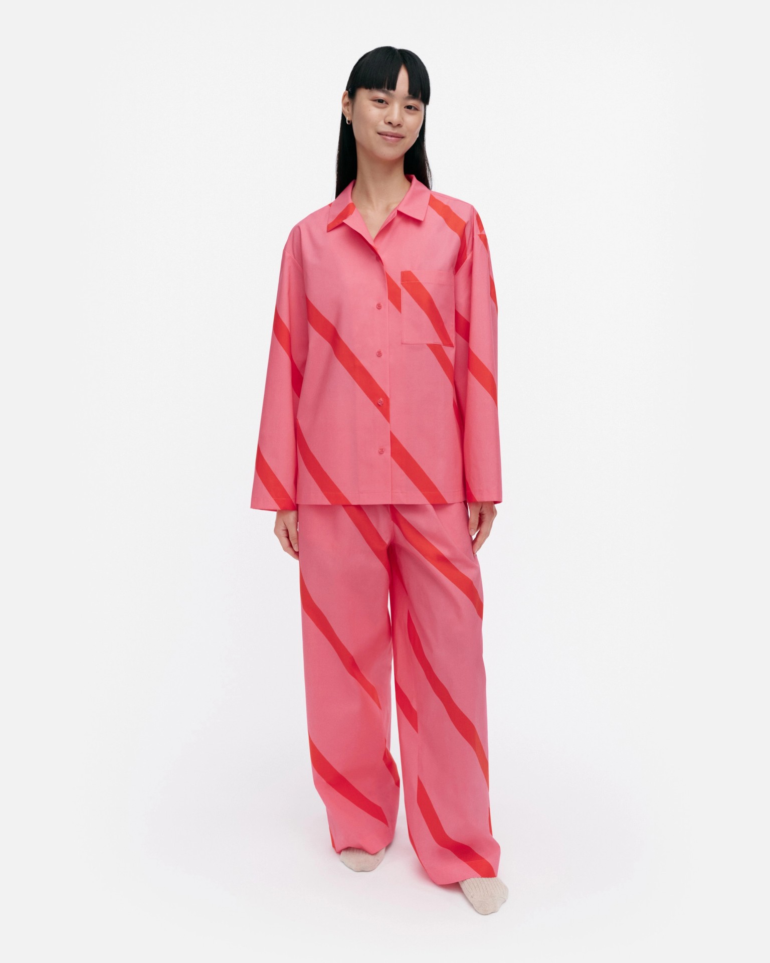 Vilke Basso / Laila Gohar for Marimekko, Pajama pants, rose, red,
