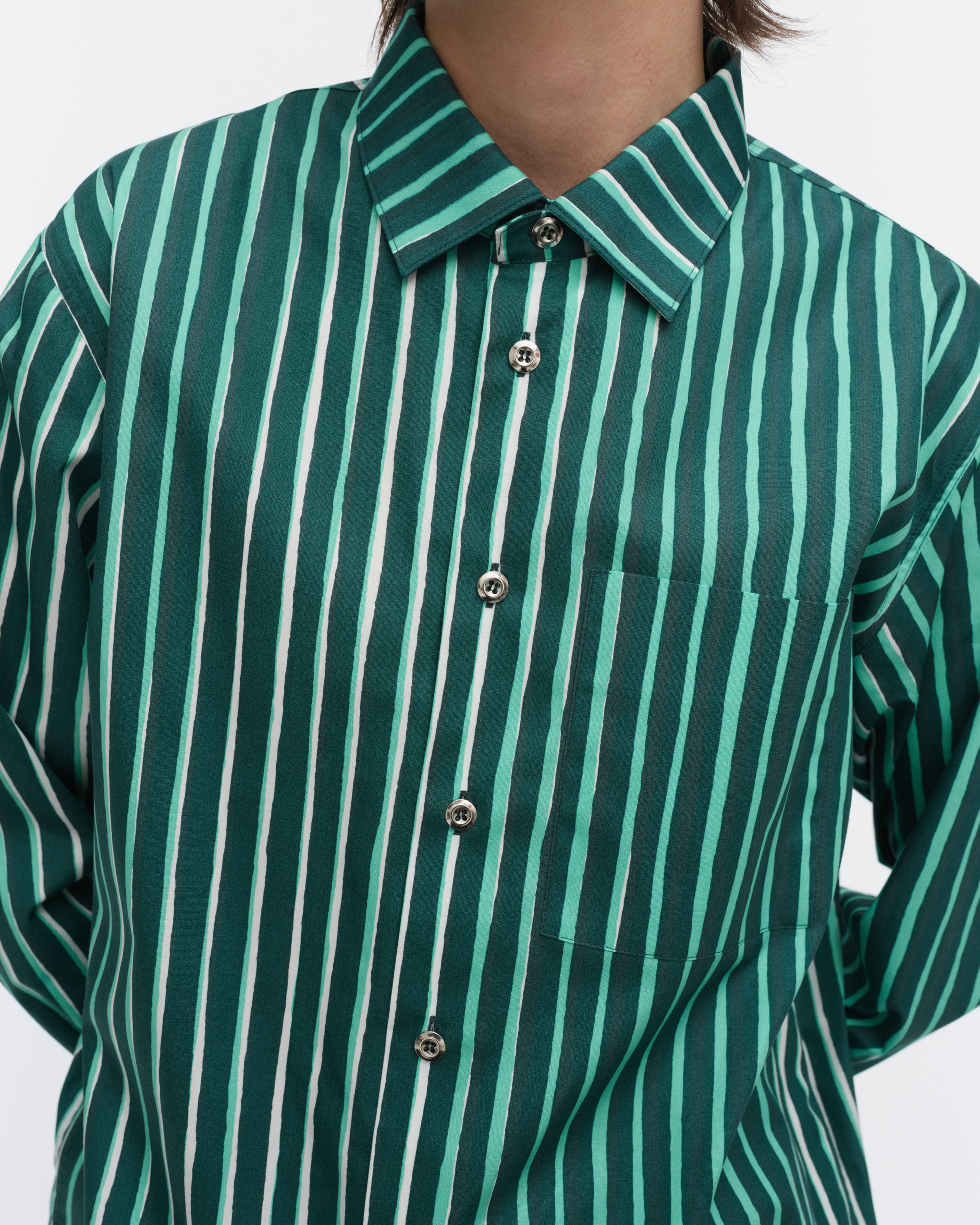 Jokapoika, Kioski cotton shirt, dark green, turquoise, white,