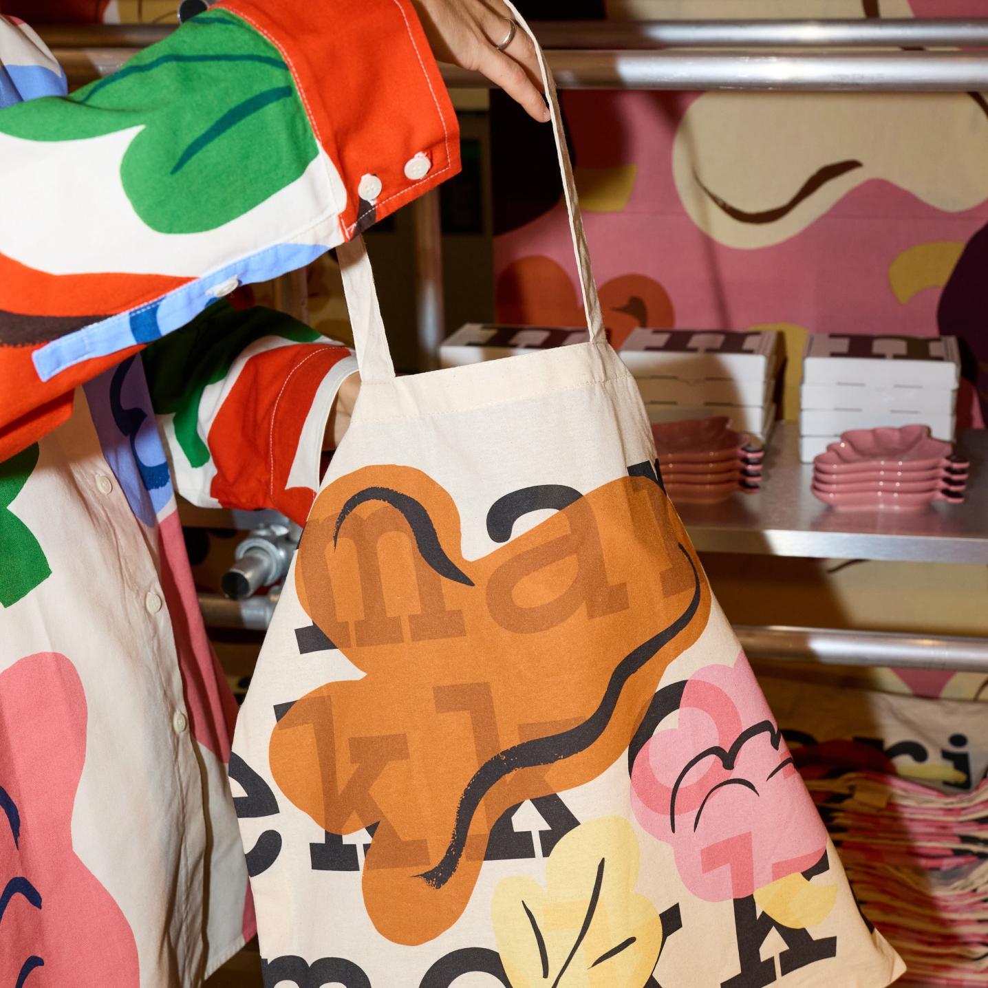 Marimekko's Habitare installation with Kukasta kukkaan pattern products.