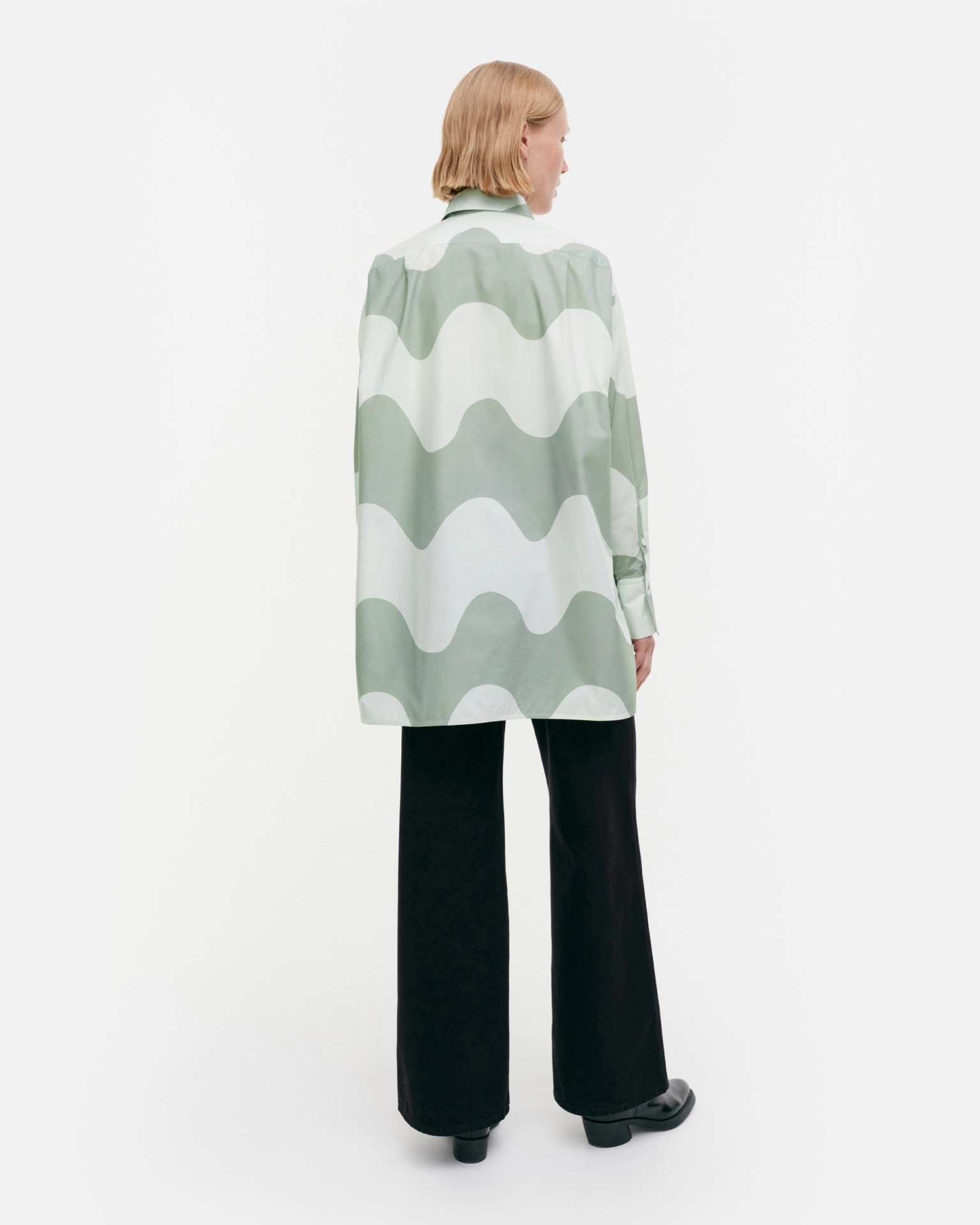 Nila Lokki, Cotton poplin shirt, greyish green, light green,