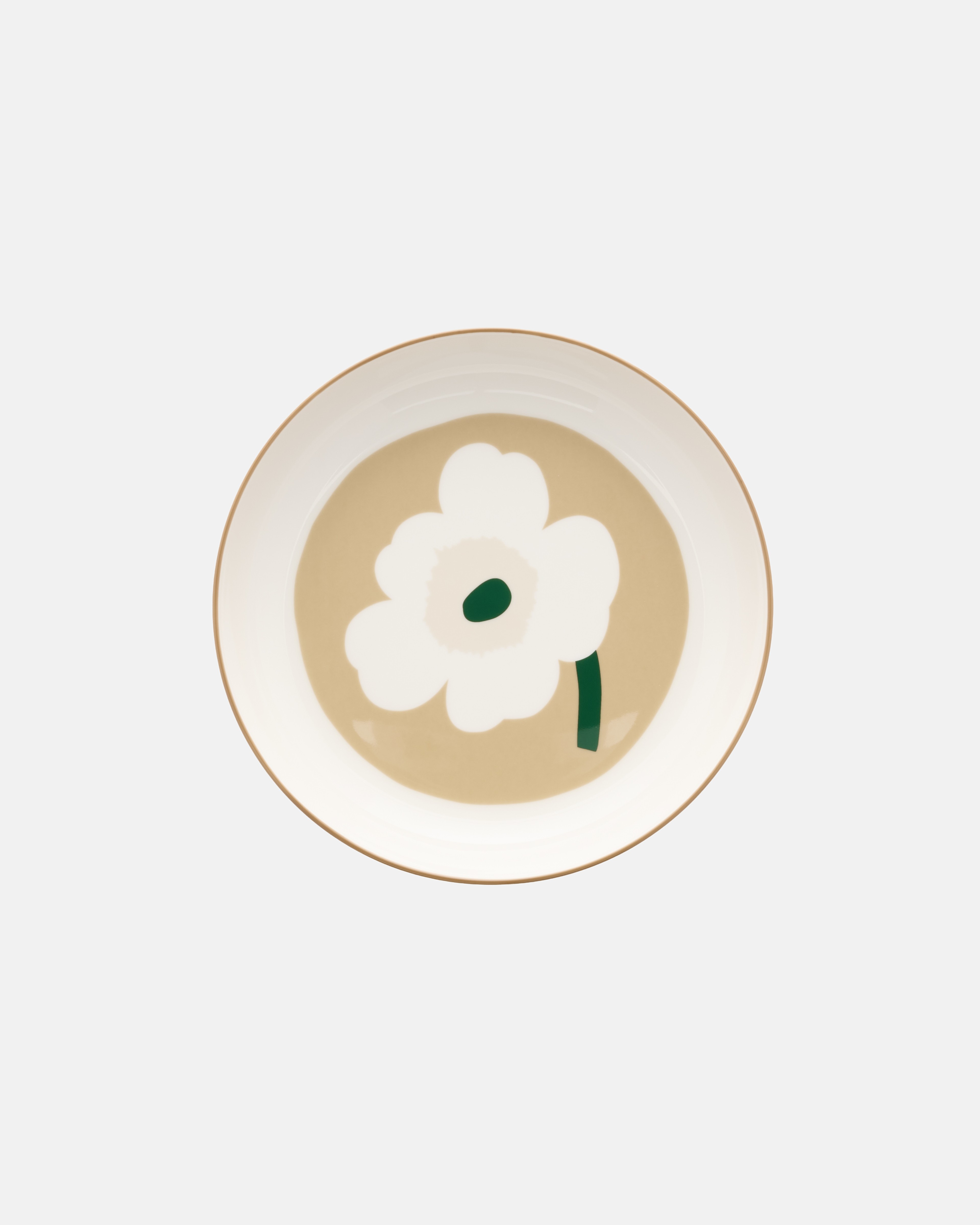 Oiva / Unikko, Deep plate 20,5 cm, white, beige, lt.sand, d.green,