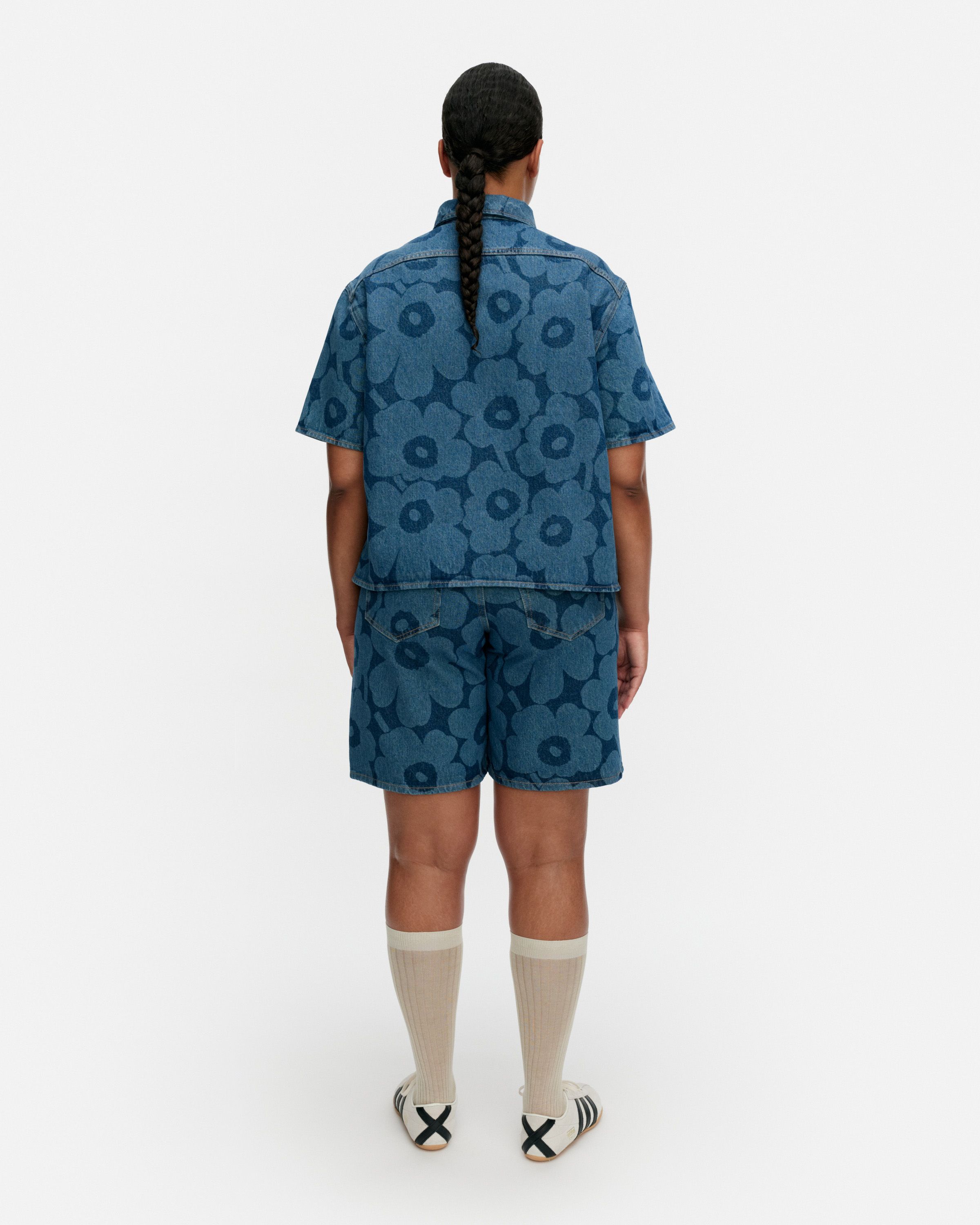 70s marimekko シャツ　プルオーバー　スタンドカラー　ヴィンテージ Maridenim Kuvata Unikko Shirt | Marimekko