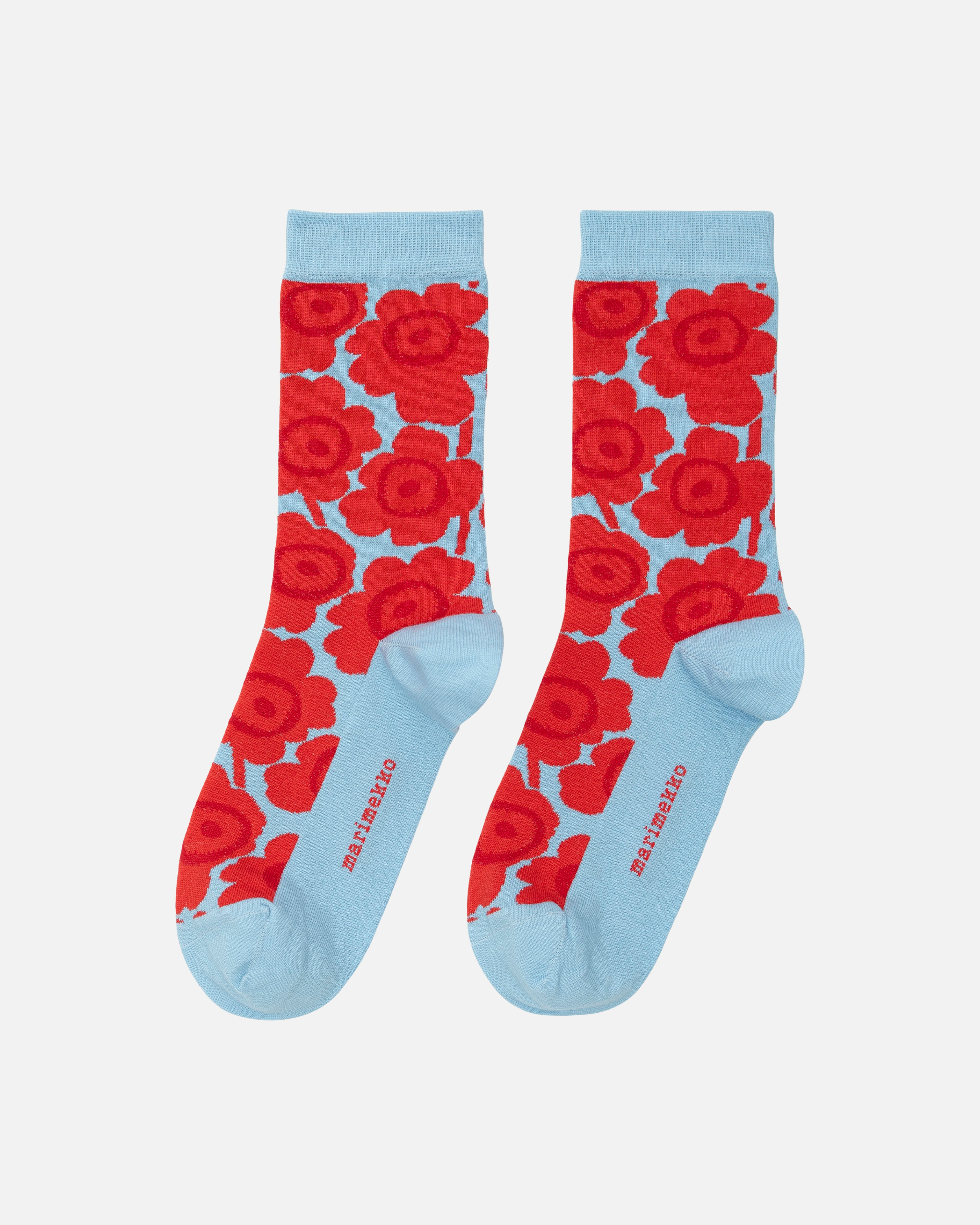 Linjaus Unikko, Socks, red, blue,
