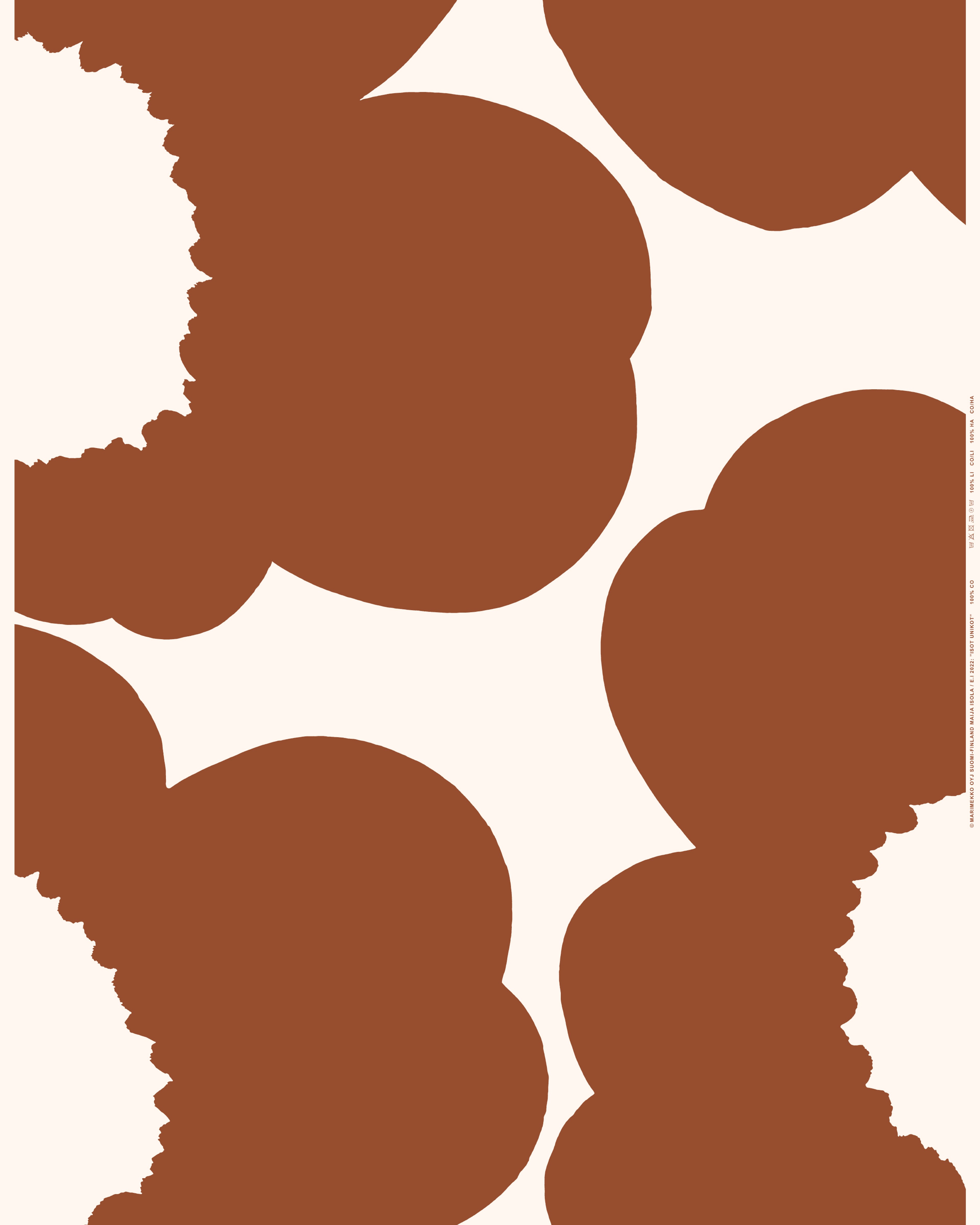 Iso Unikko, Cotton sateen fabric, natural white, chestnut,