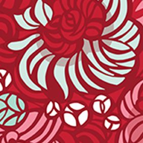 red, light turquoise, pink