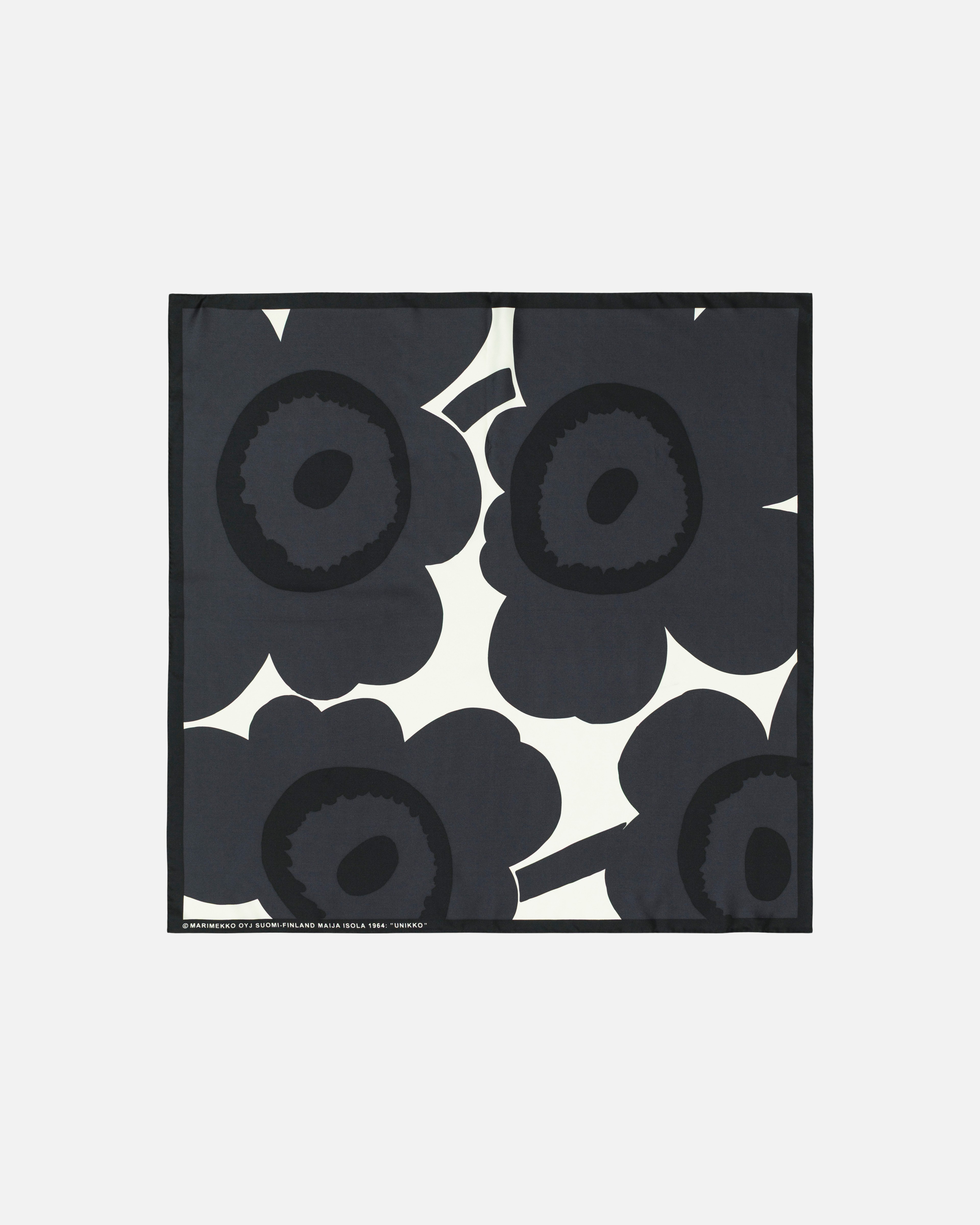 Lauhtua Unikko, Silk scarf, dark grey, off-white,