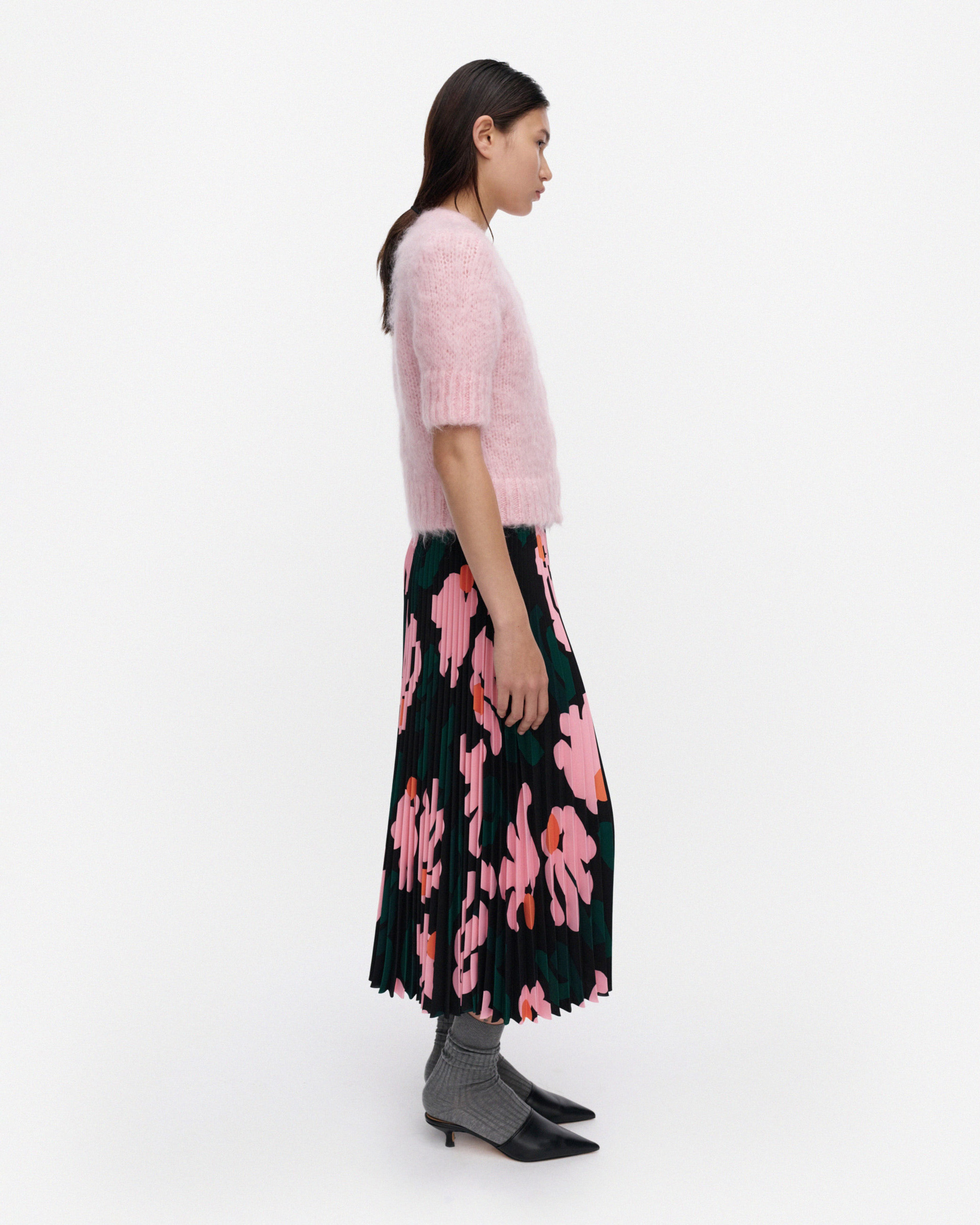 Pii Kukkahattu, Skirt, black, light pink, dark green,