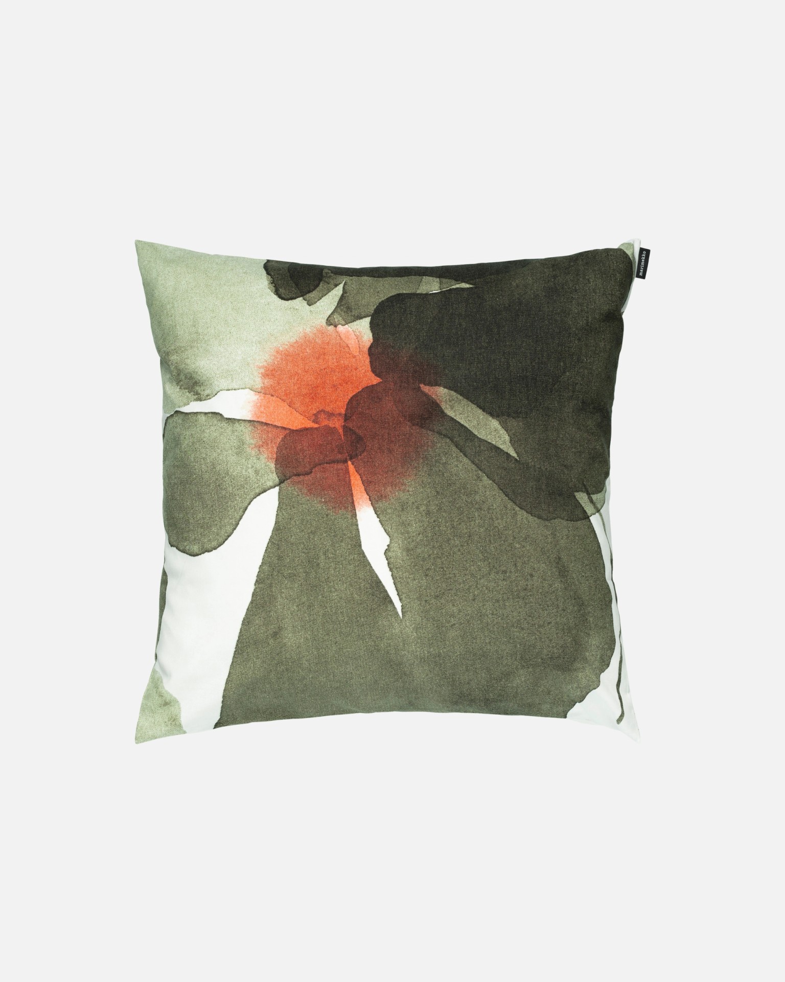 Valssi, Pillow cover, white, forest green, tomato,